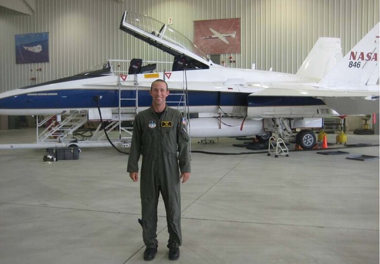 Cadet First Class Alex Volesky tours the NASA Dryden Flight Research Center at Edwards AFB, Calif., during his during his five-week U.S. Air Force Academy Cadet Summer Research Program tour with the Air Force Operational Test and Evaluation Center’s Detachment 5 at Edwards. Cadet Volesky collected deficiency information and developed important post-processing tools for the tactical message formats for the B-1B Fully Integrated Data Link program. (U.S. Air Force photo).