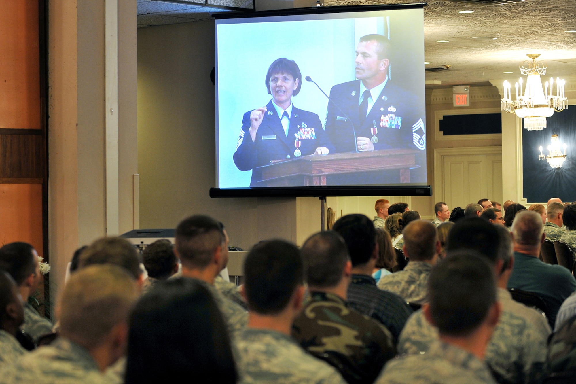 OFFUTT AIR FORCE BASE, Neb. - Team Offutt members came together to honor Chief Master Sgts. Lisa and Roger Sirois during their dual retirement ceremony at the Patriot Club July 6. Chiefs Lisa and Roger Sirois are celebrating a combined 60 years of service to the United States Air Force. 

U.S. Air Force Photo by charles haymond