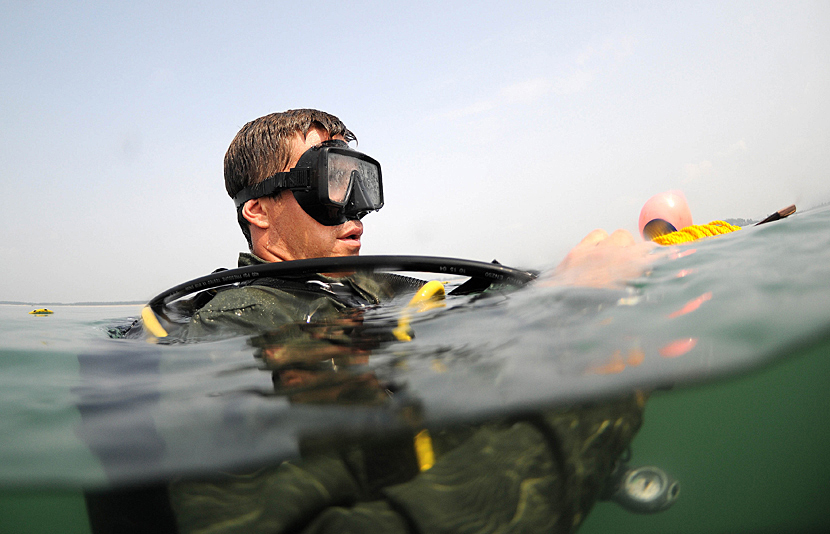 U S Navy Petty Officer 3rd Class Joshua Westman a diver with Mobile