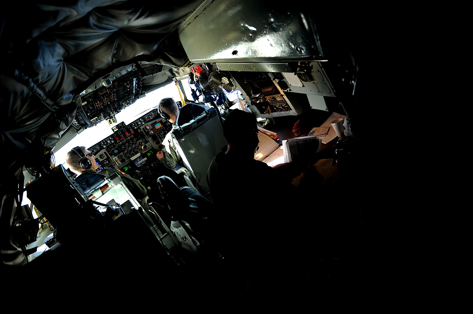 KC-135 Stratotanker Aircraft Commander Lt. Col. Eric Wilks with the 465th Air Refueling Squadron, Tinker AFB, Oklahoma flies a refueling mission on July 8, 2010 in support of RIMPAC 2010 at Hickam AFB, Hawaii. RIMPAC 2010 is the 22nd in a series of significant international multilateral combined/joint military exercises scheduled biennially by U.S. Pacific Fleet and takes place here in the Hawaiian operating area. RIMPAC includes more than 14 nations, 34 ships, five submarines, more than 100 aircraft and more than 20,000 Soldiers, Sailors, Marines and Airman. RIMPAC enhances cooperation between partnering nations and practices our ability to plan, communicate, and execute operations. (U.S. Air Force photo by: MSgt Jeremy Lock) (Released)