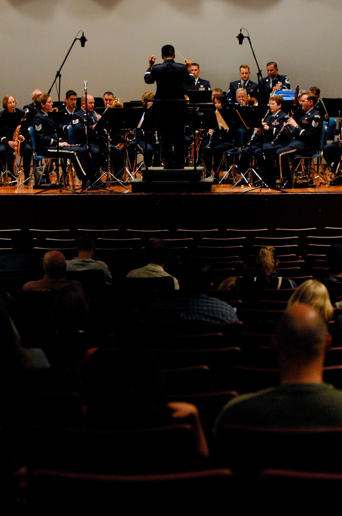 VANDENBERG AIR FORCE BASE, Calif. -- The Air National Guard Band of the West Coast plays for the Vandenberg community here Thursday, July 8, 2010. Approximately 30 National Guardsmen, primarily from the San Francisco Bay area and a handful from as far as Idaho, Washington, Oregon and Nevada, assemble more than 100 times a year to provide musical products and services to the ANG, the United States Air Force and the community. (U.S. Air Force photo/Staff Sgt. Levi Riendeau)