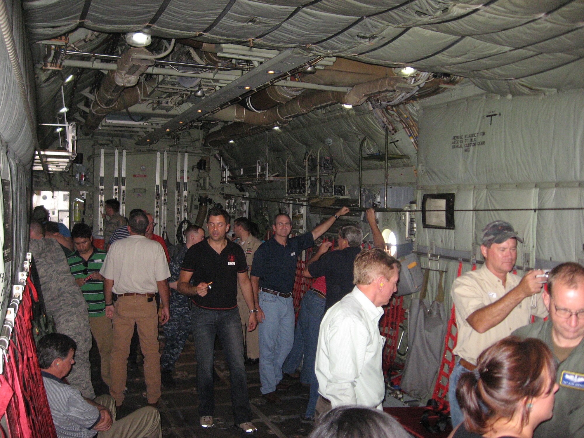 Civilian employers take to the air on the C-130 orientation flight during Dobbins Employer Day. (US Air Force photo by JD Markmann)