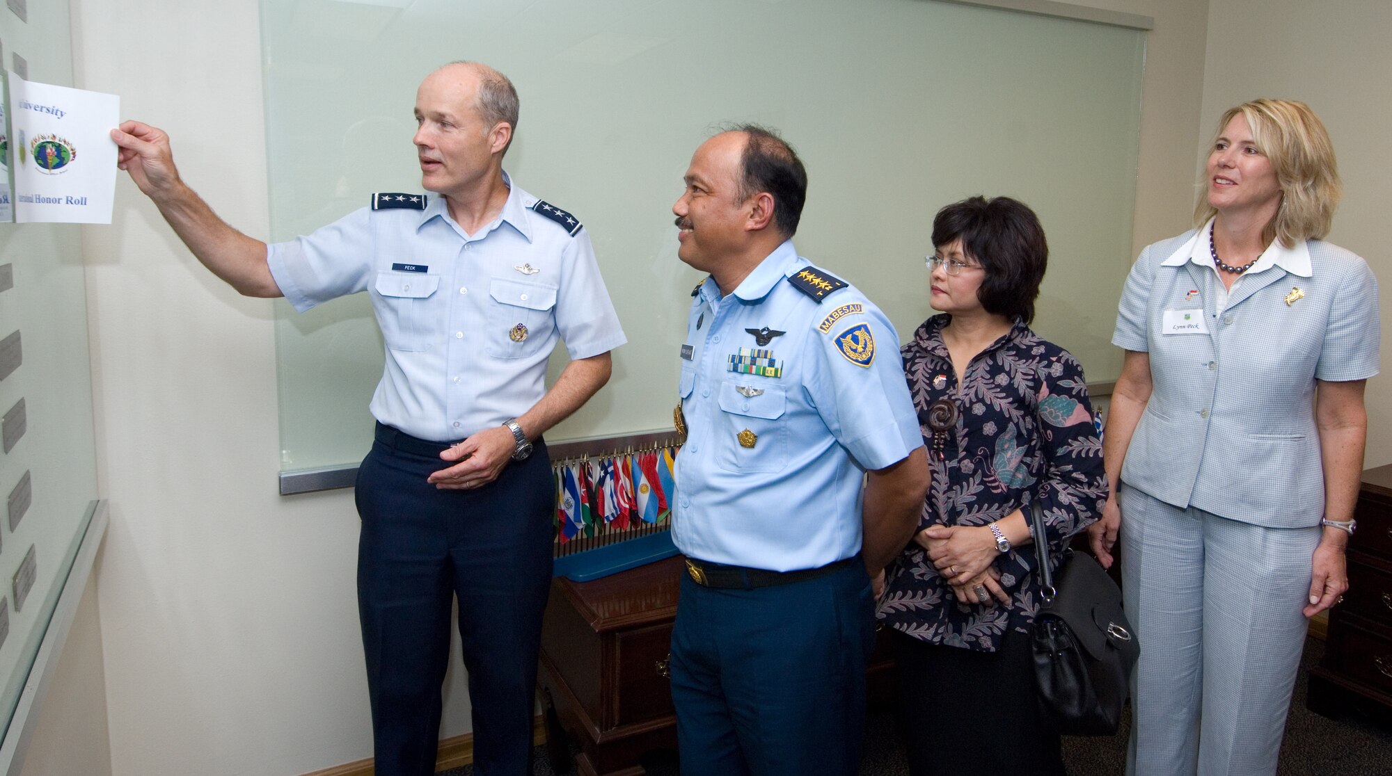 Air Chief Marshal Imam Sufaat, Chief of Staff, Indonesian Air Force, counterpart of Chief of Staff of the Air Force General Norton Schwartz, to be inducted into the International Officer School's International Honor Roll on Monday, July 12, 2010.
