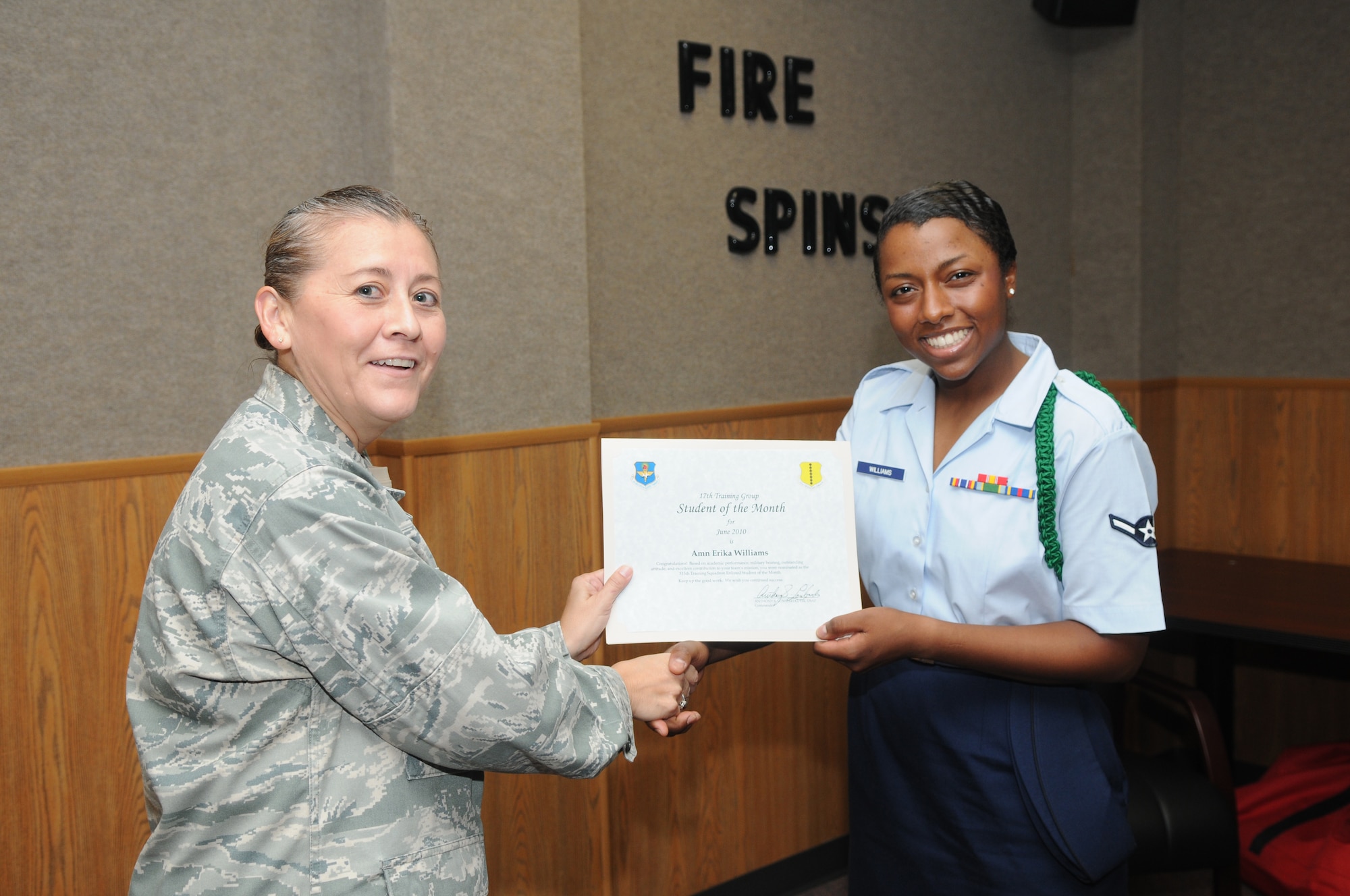 Airman Erika Williams, 315th Training Squadron enlisted student of the month, July 9, 2010. (U.S. Air Force photo/Airman 1st Class Clayton Lenhardt)