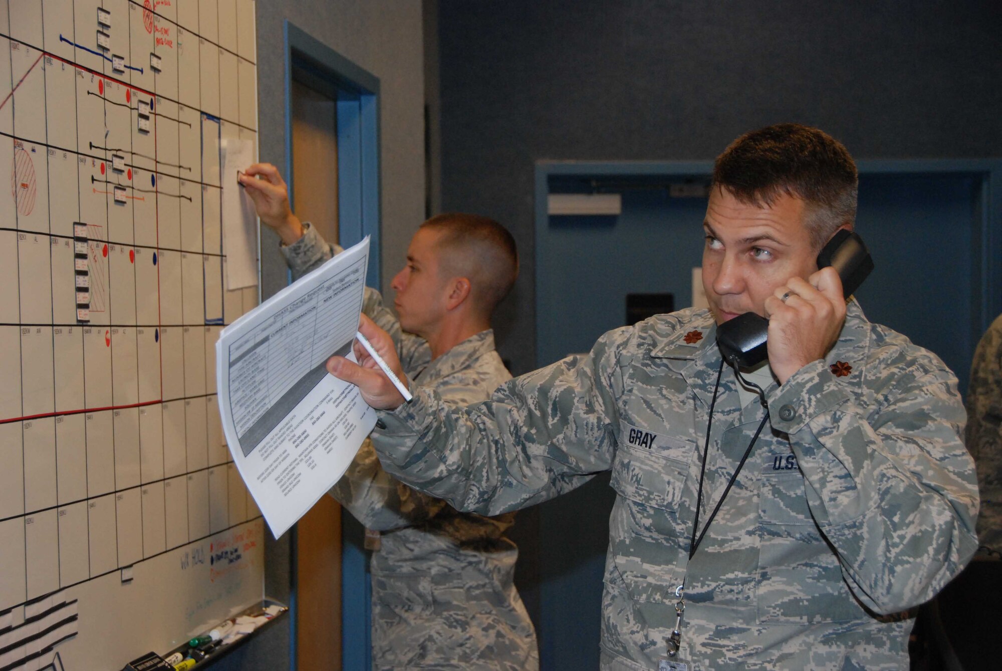 Maj. Dwayne Gray, Aviation Coordination Command airspace manager, coordinates flight operations in the Deepwater Horizon Response air operations area.