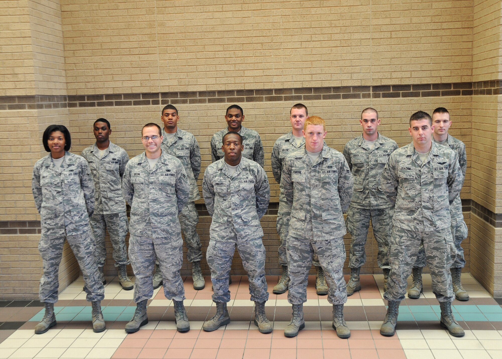 Congratulations to Team McConnell’s newest First Term Airman’s Center graduates who graduated July 16, 2010 at McConnell Air Force Base, Kan. Front row: Airman Shakeyla Bailey, Airman 1st Class Andrew Upton,Khalil Phillips,Tad Penrose and Adam Joachim.  Back row: Airmen 1st Class Christopher Blackwell, John Holt, Aundrey R. Gilchrist, Justin Pistone, Craig Patty and Jesse McInnis.  (U.S. Air Force photo/Airman 1st Class Andrea Salazar)