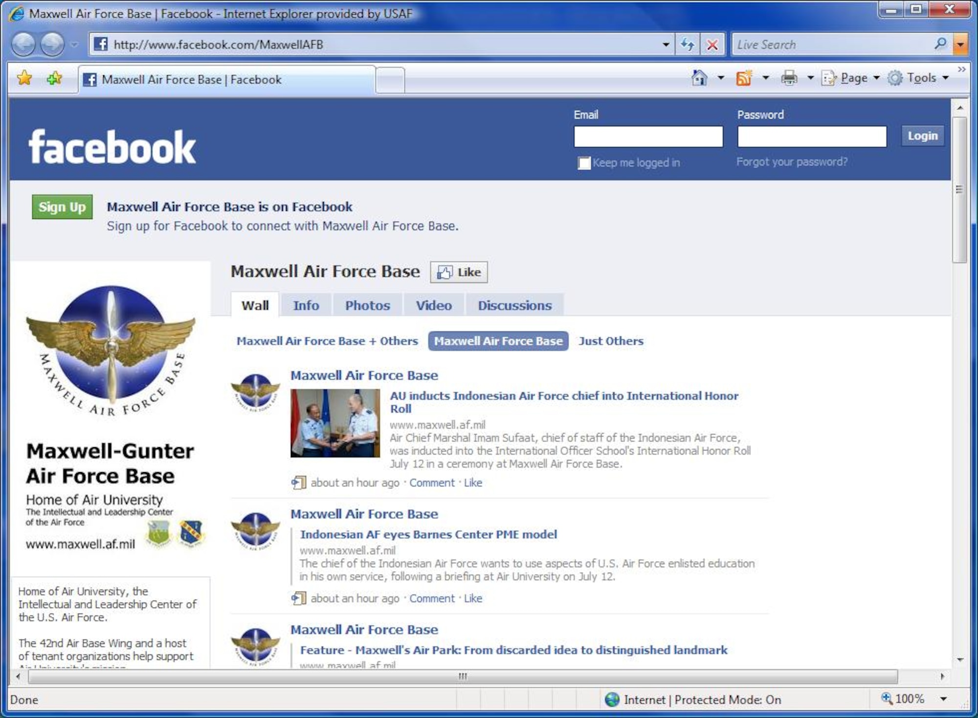 Maxwell Air Force Base now counts itself among the scores of Air Force bases and Department of Defense organizations with a presence on Facebook. (Courtesy graphic)