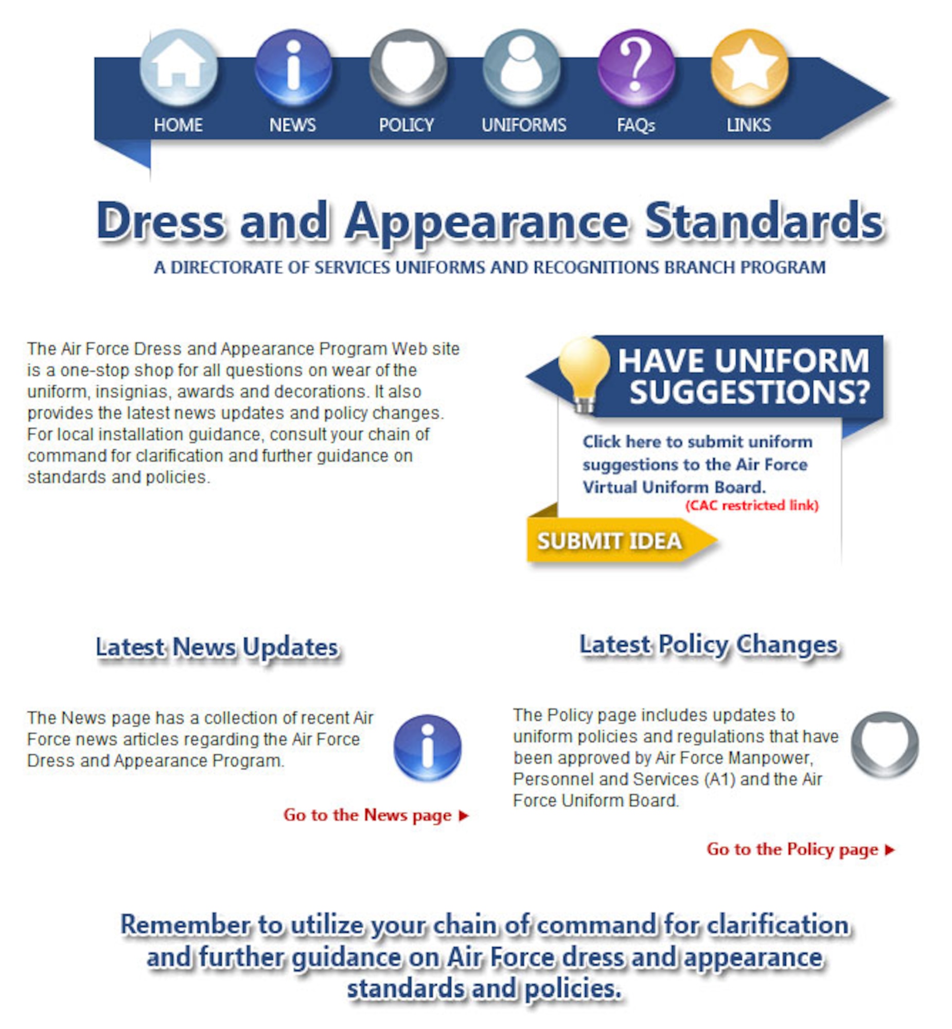 The Air Force launched a new public website this month to help educate and inform Airmen about the service’s dress and appearance standards and policies.