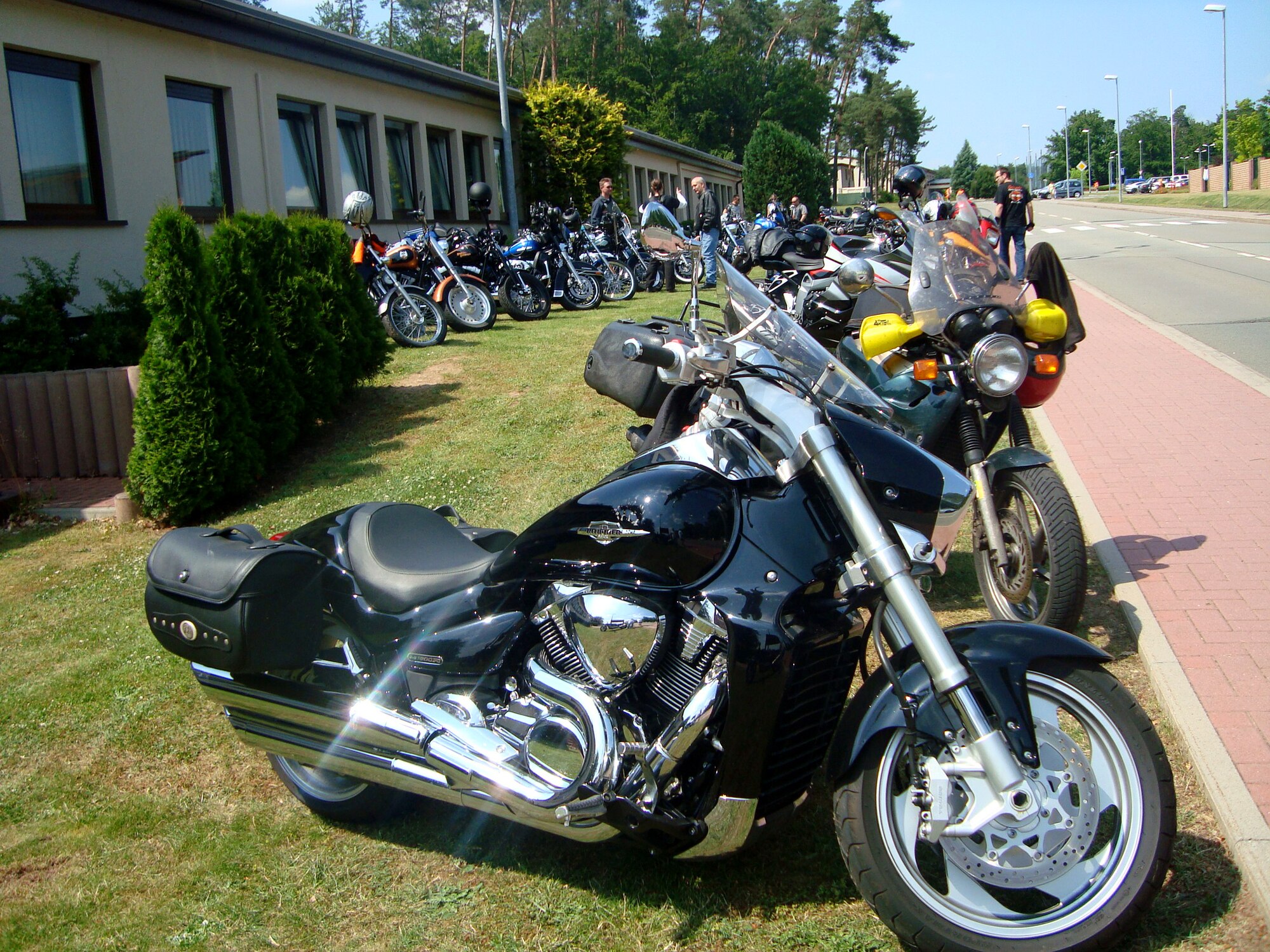 A group of nearly 100 motorcycle owners showed-off their bikes following a CC Air Biker Friends road rally and bike show here on Saturday, 15 May. Motorcycle riders are reminded of the mandatory safety gear when operating a two-wheeled vehicle both on and off base. (U.S. Air Force photo by Tech. Sgt. Michael Voss) 
                              