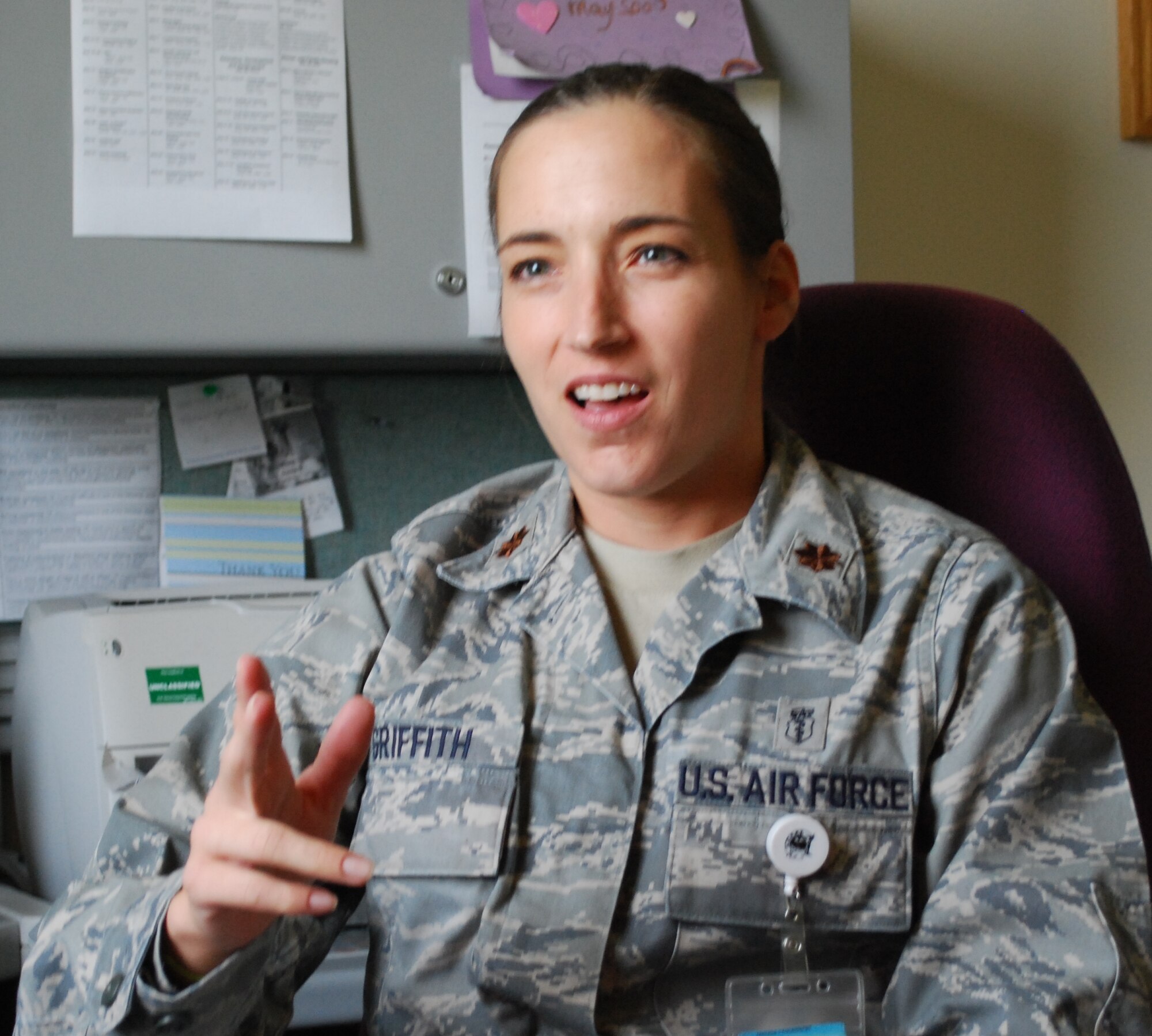 The 45th Medical Group Mental Health officer wasted no time in getting to her point.  “If you’re even wondering if you need help, you probably do,” said Maj. Kellie Griffith, an Air Force psychiatrist, who also serves as the flight commander for the Mental Health Clinic. “Call our office at 494-8234 and we can point you in the right direction,” she said.  Maj. Griffith, who has been assigned to the Wing since 2005, ( minus a seven-month deployment to Afghanistan) said she has noticed an increase in the number of mental health patients seeking her care, and of the overall distress level of people around the base -- whether or not they’re seeking professional care. 
