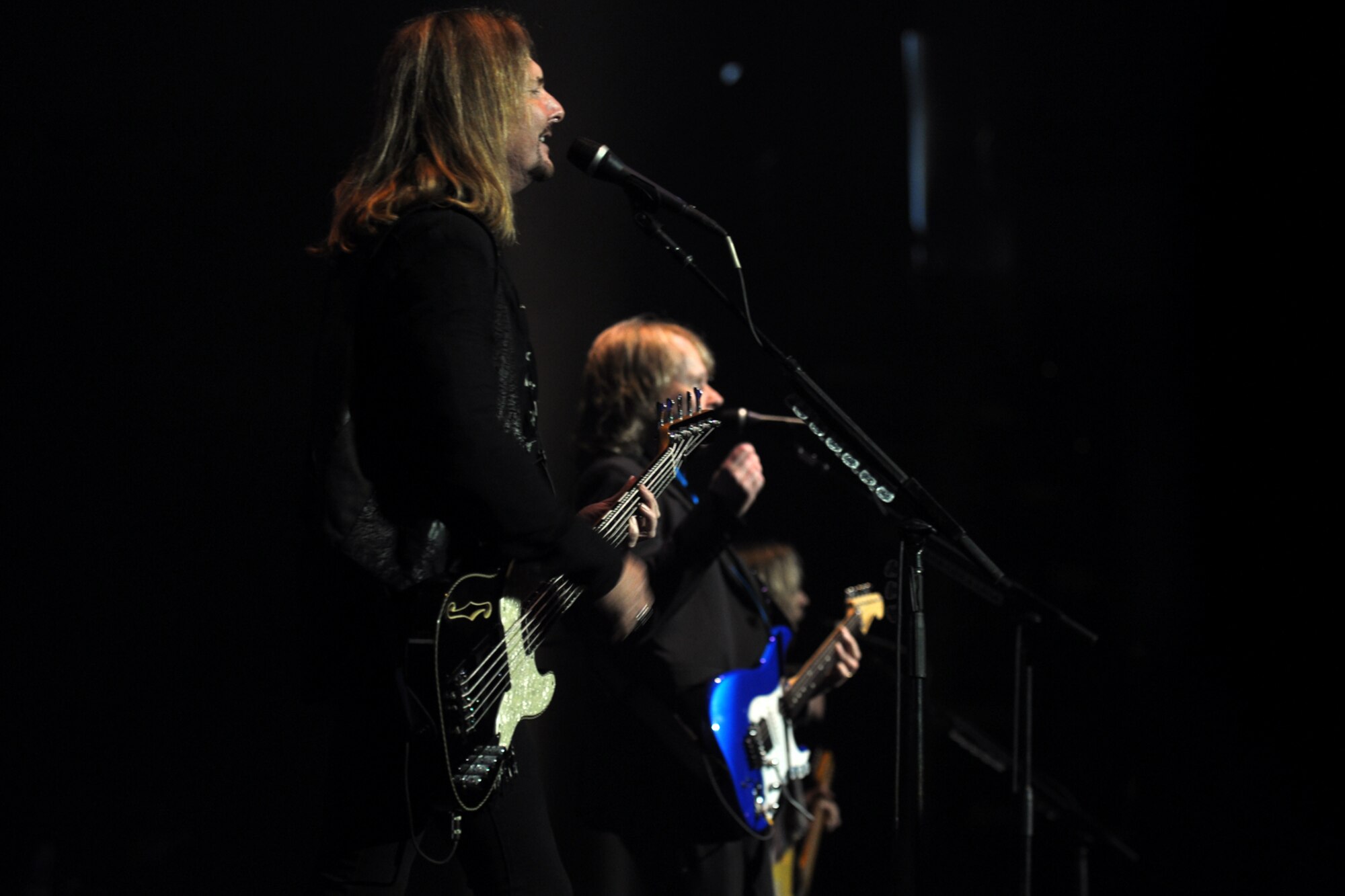 Ricky Phillips, of the legendary rock band, Styx, performs with other members of the band during a concert at the CenturyTel Arena, Bossier City, La., July 4, 2010. To celebrate Independence Day and honor the men and women serving our nation at home and overseas, the Air Force Reserve Command sponsored a free concert for any member of the Armed Forces and their immediate families. Best known for their chart topping power ballads such as "Renegade," "Blue Collar Man," and "Too Much Time on My Hands," Styx has performed to sold out audiences around the world. Former U.S. Air Force Sergeant Billy Bretherton, star of the hit television show “Billy the Exterminator,” emceed the event. (U.S. Air Force photo/Tech. Sgt. Jeff Walston)