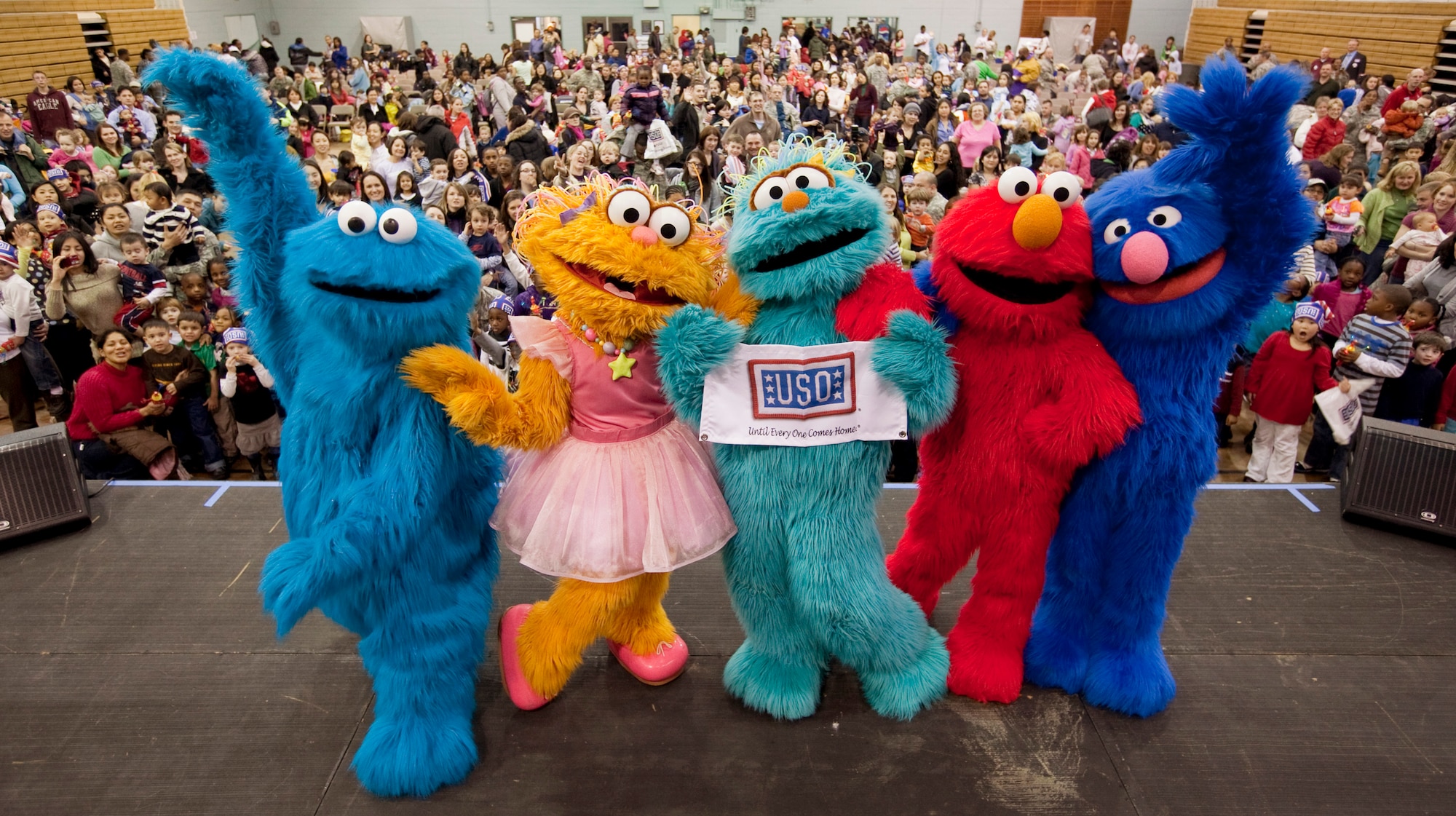 Members of the Sesame Street gang — including the Cookie Monster, Zoe, Rosita, Emo and Grover — will be on stage next week at the base theather. The Sesame Street/USO Experience for Military Families is a free traveling USO show based on Sesame Workshop’s “Talk, Listen, Connect” initiative. Shows at Tinker are planned for 2:30 p.m. July 21 and 2:30 and 6:30 p.m. July 22. (Photo courtesy of the USO)