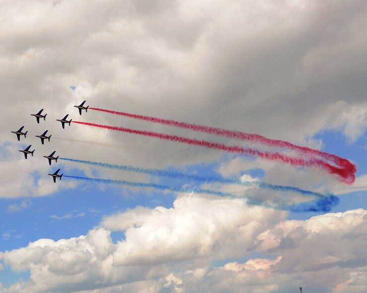 RAF FAIRFORD, United Kingdom - The French Acrobatic Patrol perform for spectators July 17 at the Royal International Air Tattoo. It is estimated more than 180,000 people attended the tattoo. (U.S. Air Force Photo by Staff Sgt. Joel Mease)