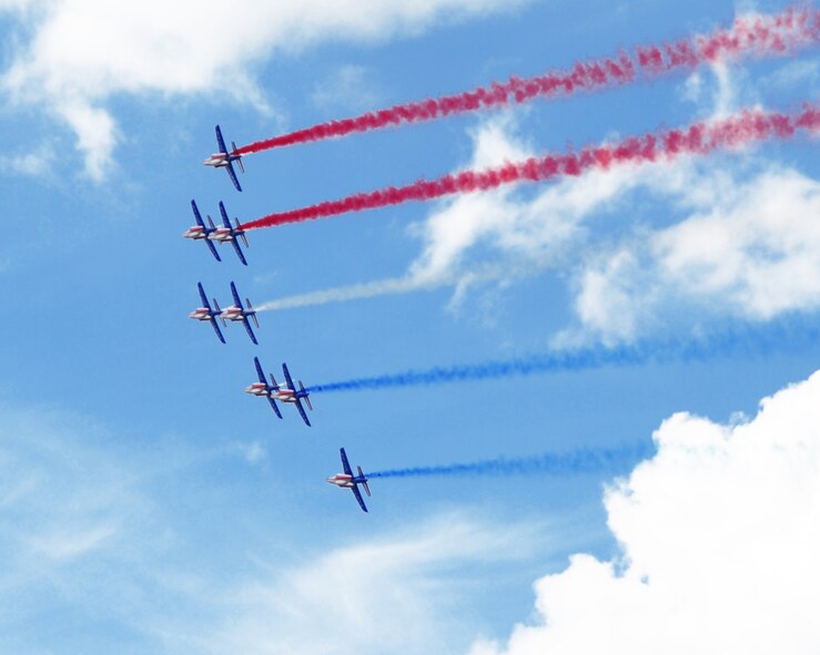 RAF FAIRFORD, United Kingdom - The French Acrobatic Patrol perform for spectators July 17 at the Royal International Air Tattoo. It is estimated more than 180,000 people attended the tattoo. (U.S. Air Force Photo by Staff Sgt. Joel Mease)