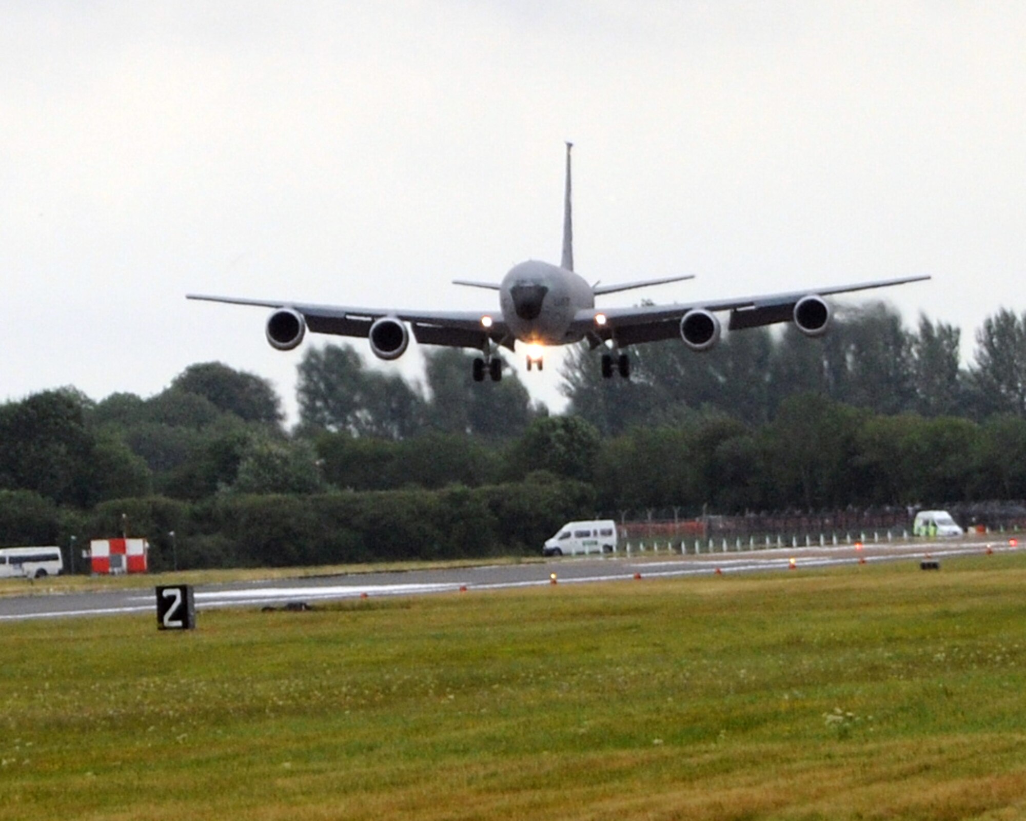 RAF FAIRFORD, United Kingdom - A KC-135 lands after performing for spectators July 18 at the Royal International Air Tattoo. (U.S. Air Force photo by Staff Sgt. Joel Mease)