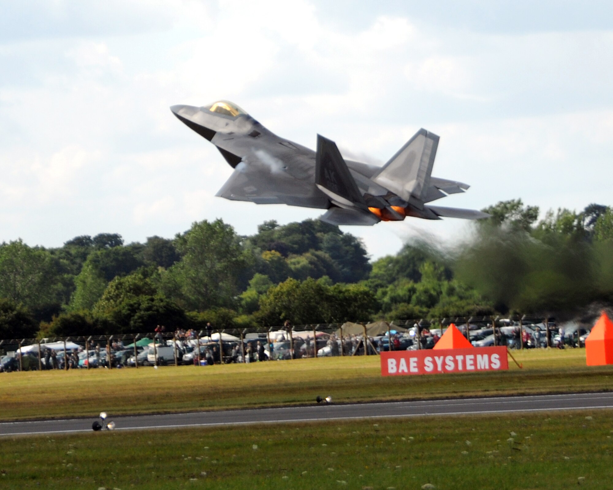 RAF FAIRFORD, United Kingdom - An F-22 prepares to take the sky July 17 at the Royal International Air Tattoo. The tattoo is considered to be one of the largest airshows in the world. (U.S. Air Force Photo by Staff Sgt. Joel Mease)
