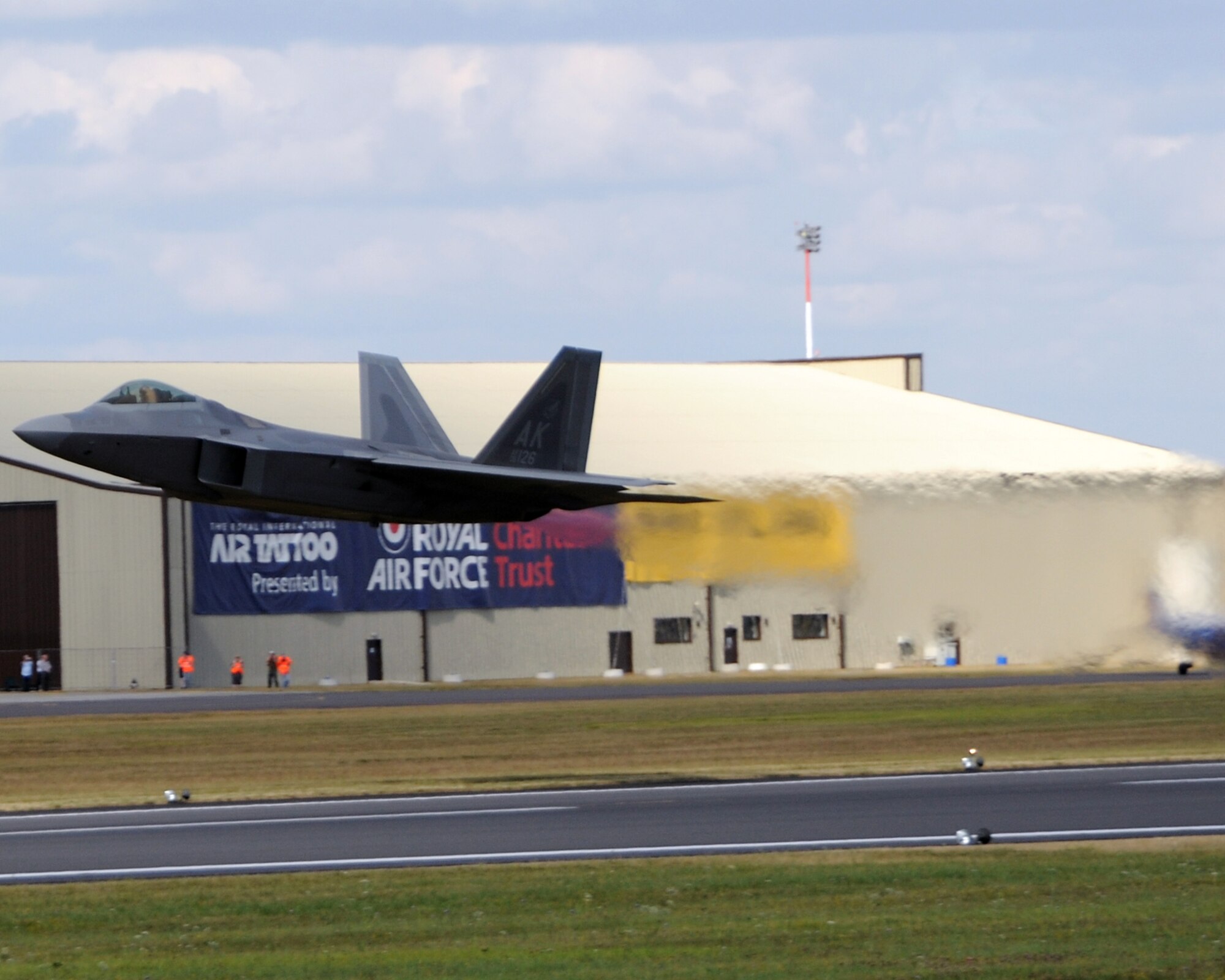 RAF FAIRFORD, United Kingdom - An F-22 prepares to take the sky July 17 at the Royal International Air Tattoo. The tattoo is considered to be one of the largest airshows in the world. (U.S. Air Force Photo by Staff Sgt. Joel Mease)