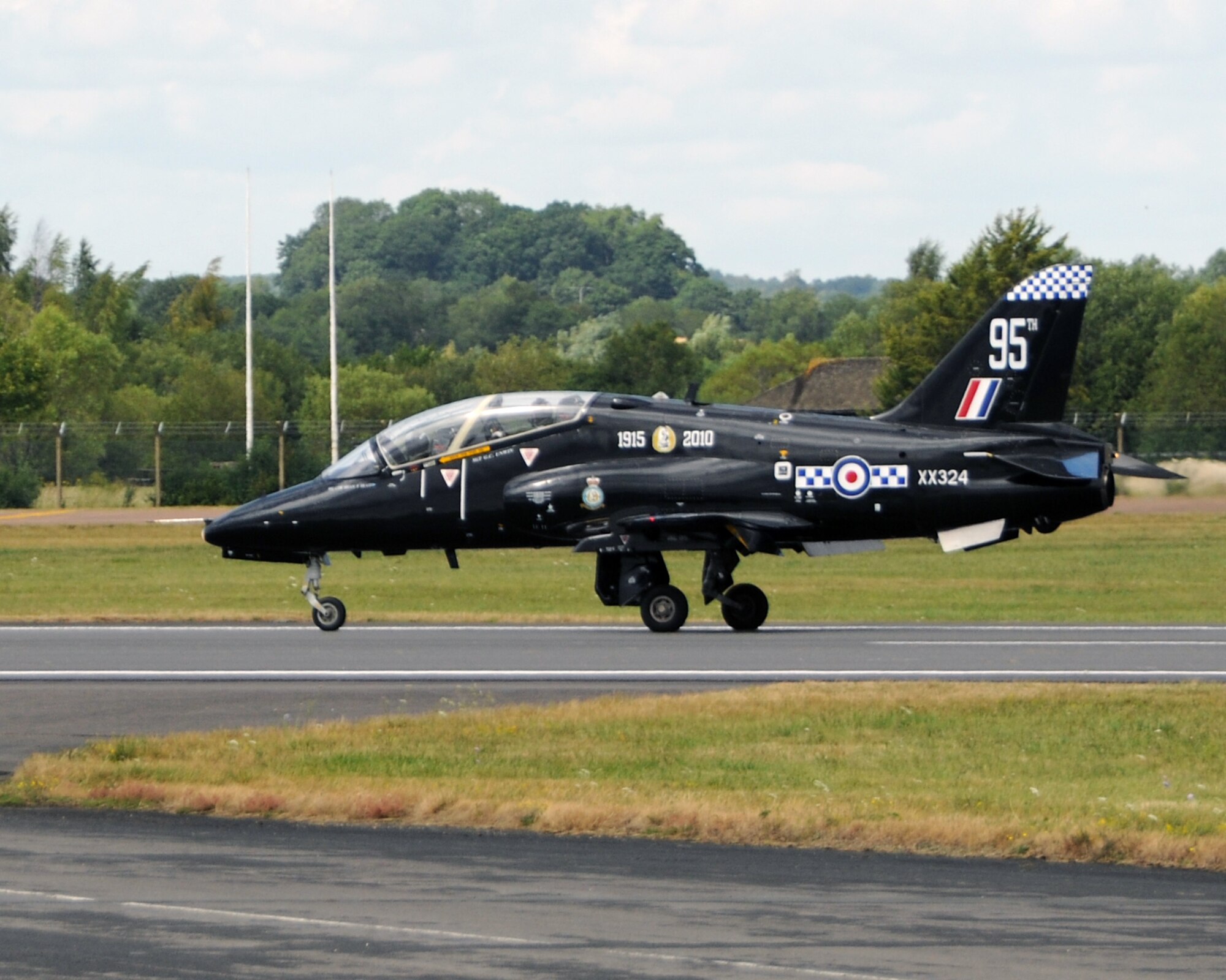 RAF FAIRFORD, United Kingdom - A Royal Air Force Aerospace Hawk taxis down the runway July 17 at the Royal International Air Tattoo. (U.S. Air Force Photo by Staff Sgt. Joel Mease)