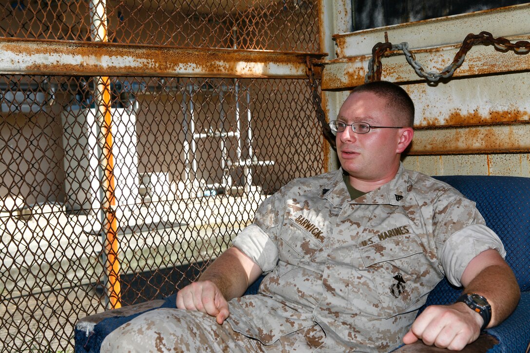 Cpl. Andrew Barwick, an aircraft maintenance administration specialist, joined the Marine Corps at 23 years old and shipped out for the yellow footprints November 2007. He had been unsuccessfully attempting to pursue a career as a paralegal but kept ending up back in construction.