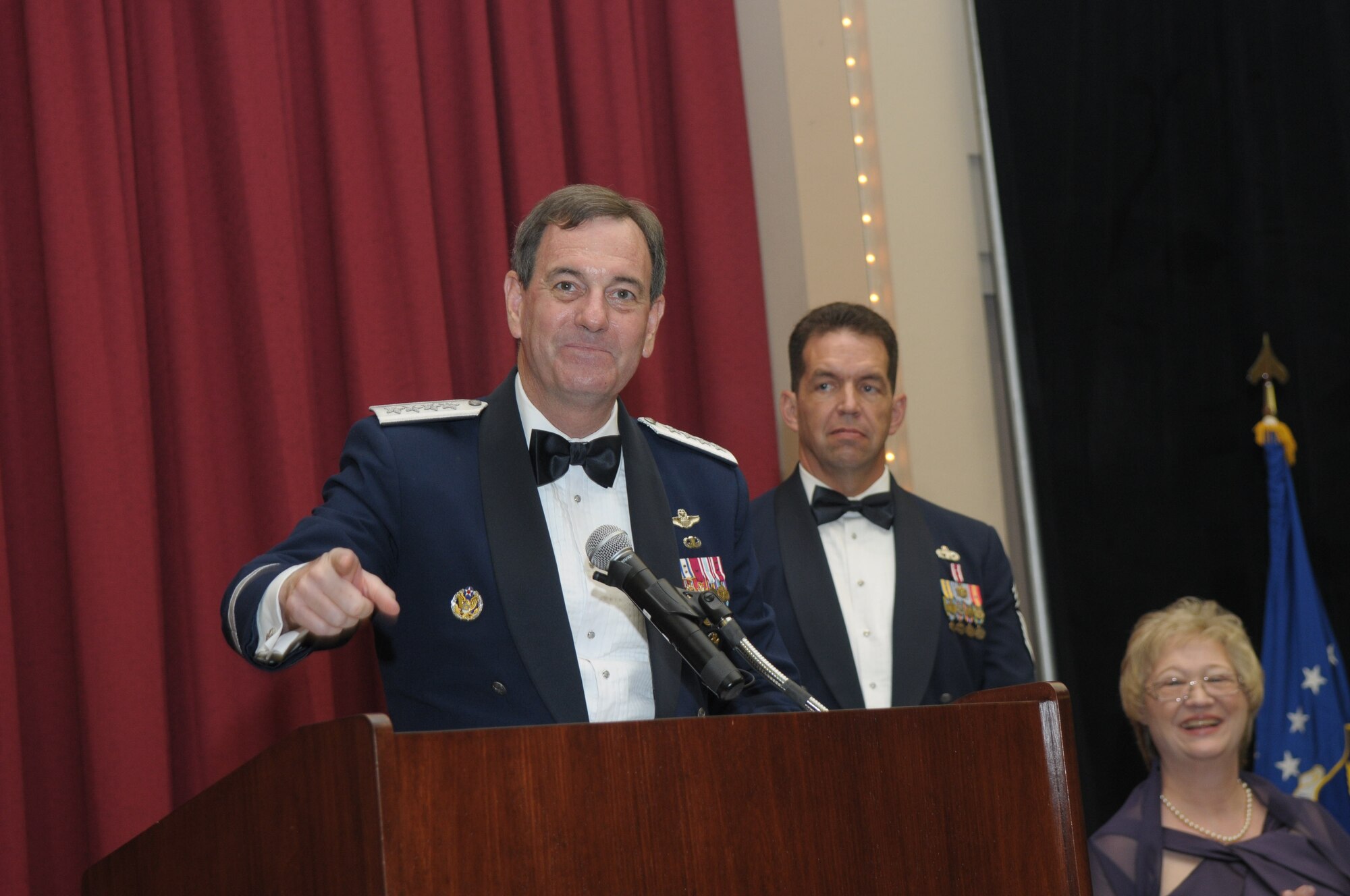 General Stephen R. Lorenz, Commander, Air Education and Training Command, addressed more than 300 AETC Airmen during his induction into the Order of Sword at the Gateway Club on Lackland AFB, July 16. The Order of the Sword is the highest honor and tribute noncommissioned officers can bestow upon an individual. General Lorenz is the sixth leader AETC Airmen have chosen to recognize by presenting the sword. (U.S. Air Force photo/Joel Martinez)