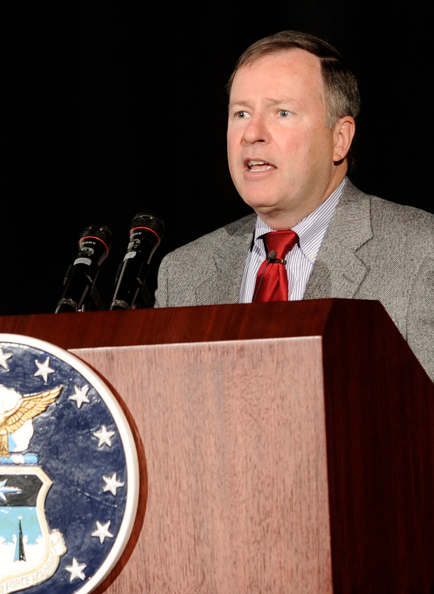 Congressman Doug Lamborn speaks at the 2009 Retiree Appreciation Day at the Air Force Academy Nov. 21, 2009. Congressman Lamborn represents Colorado's 5th District, which includes the Academy and Colorado Springs. (U.S. Air Force photo/J. Rachel Spencer)