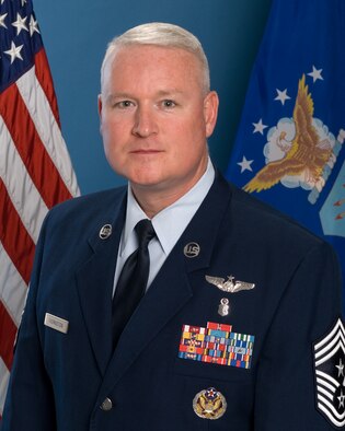 Official photo of Chief Master Sergeant Bill Thomaston, 95th Air Base Wing command chief.