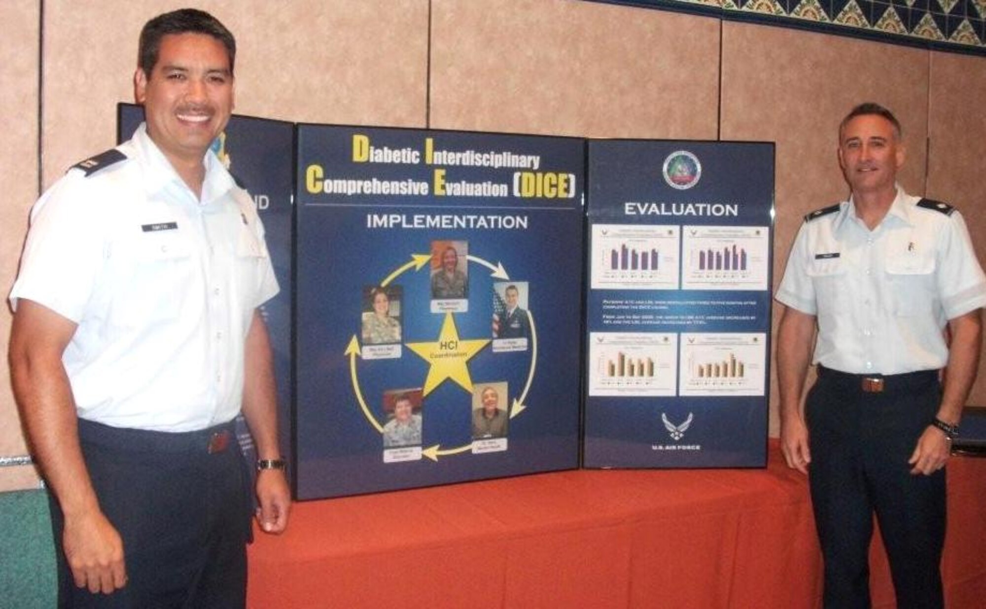 Captain Smith, left, and Colonel Tresch with their award-winning poster at the conference.  (Courtesy photo)
