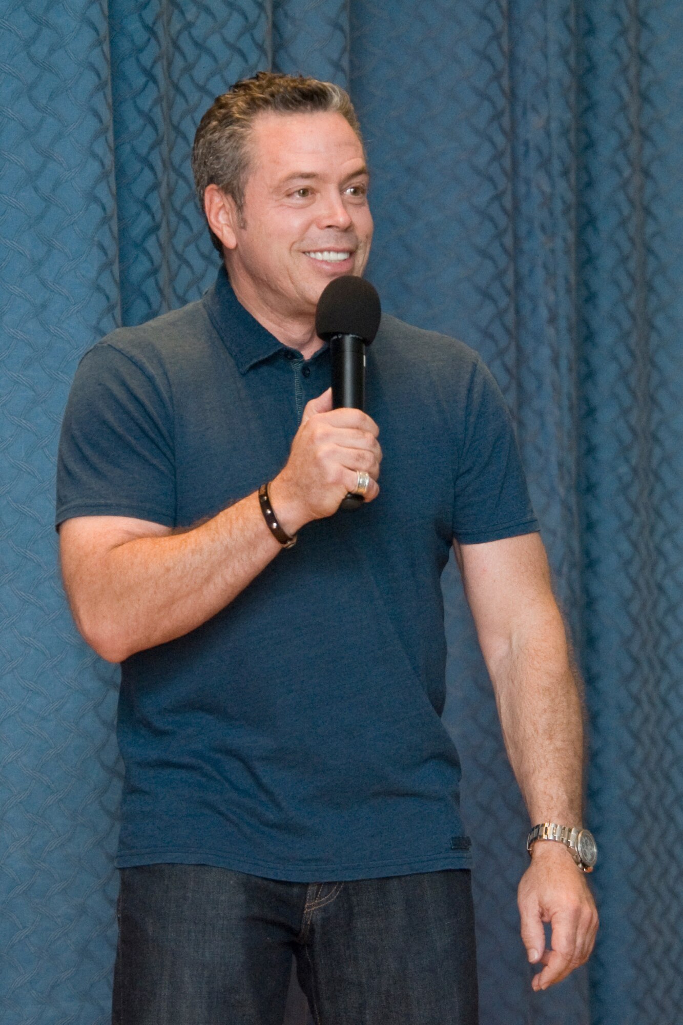 Bernie McGrenahan, comedian and motivational speaker, came to Malmstrom Air Force Base to talk to Airmen about the dangers of alcoholism, drug abuse and high-risk activities July 15 and 16. (U.S. Air Force photo/Beau Wade)