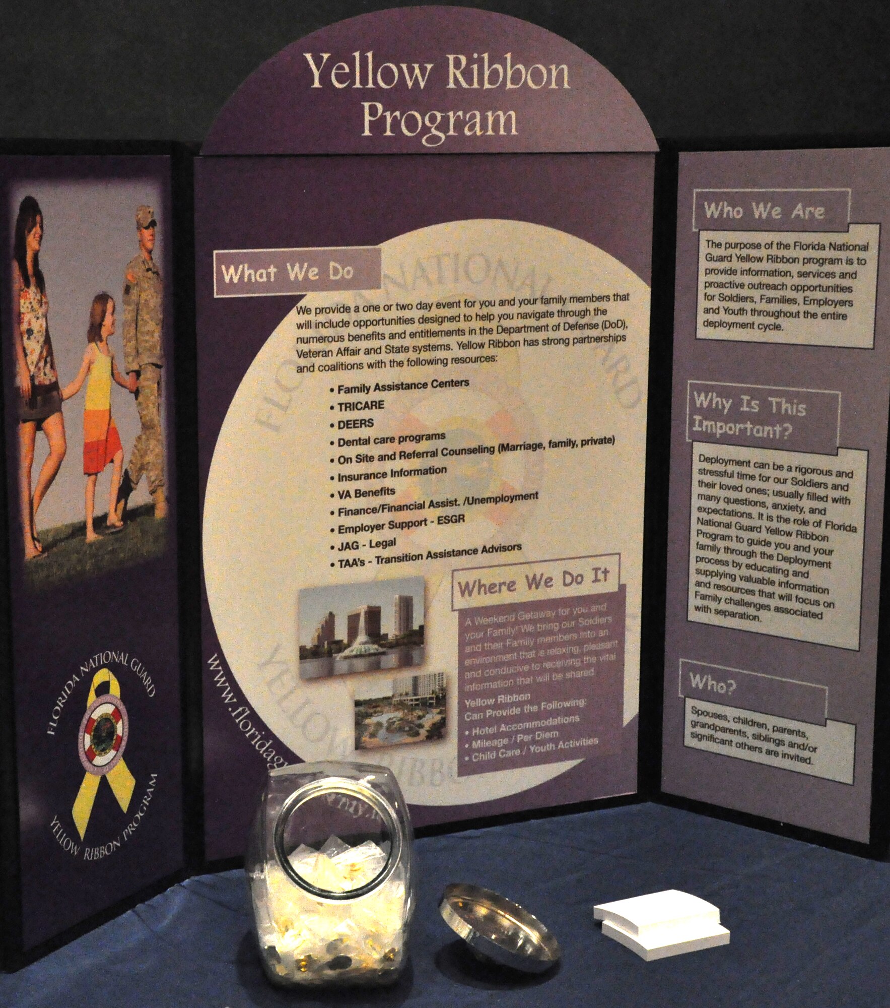 A Yellow Ribbon Reintegration event July 17-18 in Jacksonville, Fla. The event was hosted by the Florida National Guard Yellow Ribbon Program which helps servicemembers navigate through the numerous benefits and entitlements in the Department of Defense, Veteran Affair and State systems. (U.S. Air Force photo/Staff Sgt. Shane Ellis)