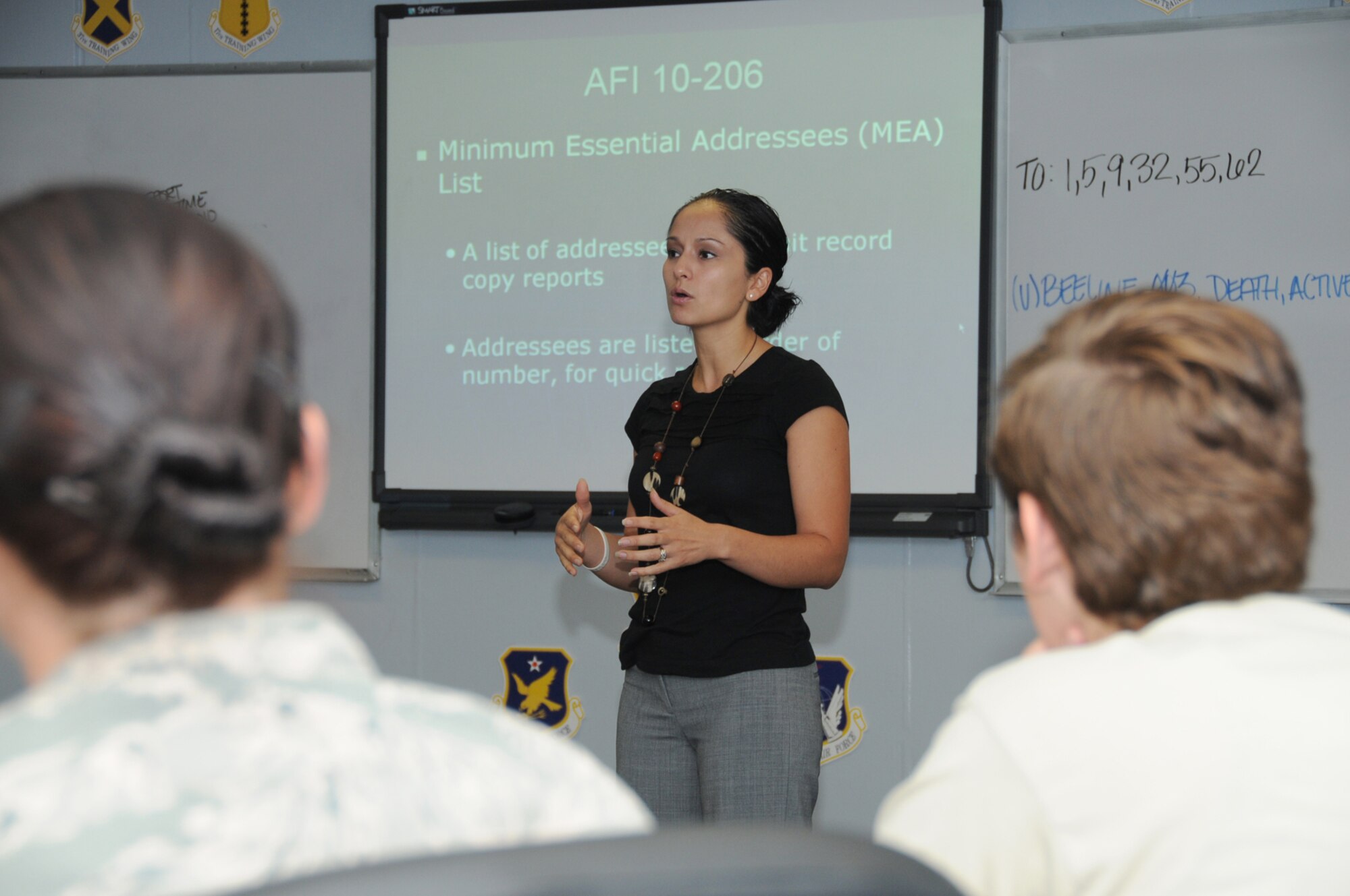 Mrs. Richard is an instructor in the command post apprentice course in the 334th TRS.   (U.S. Air Force photo by Kemberly Groue)
