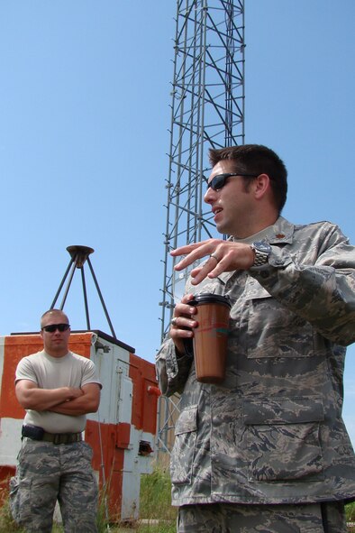 Maj. M.D. Arnold, Director of Operations at the 284th Air Support Operations Squadron, explains the process of facilitating air strikes to U.S. Air Force Academy cadets July 21 at Smoky Hill.