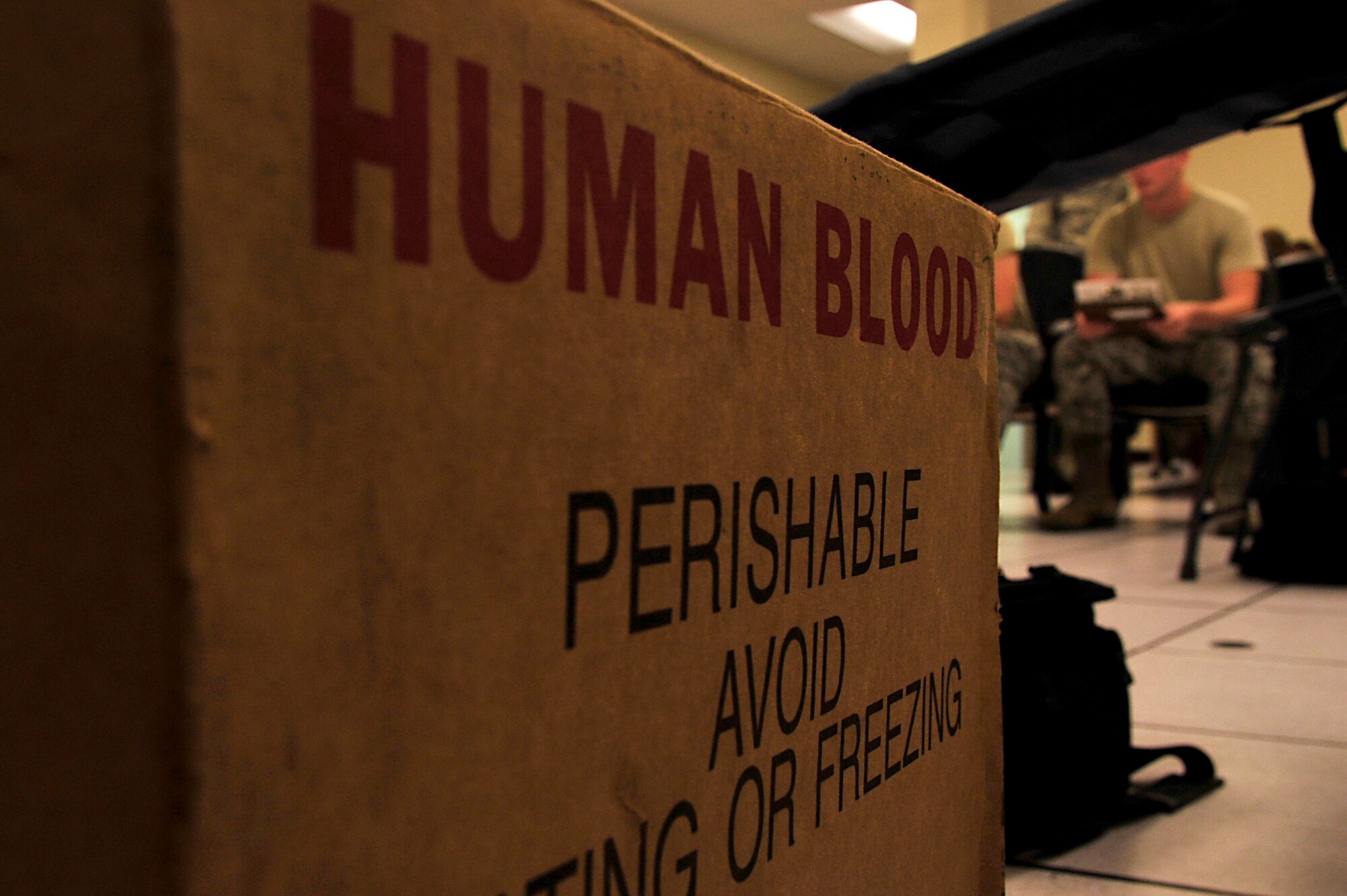 Airmen from the First Term Airman Center wait to donate blood to the Armed Services Blood Program from Camp Lester sponsored by the FTAC on Kadena Air Base July 21. (U.S. Air Force photo / Senior Airman Amanda Grabiec)