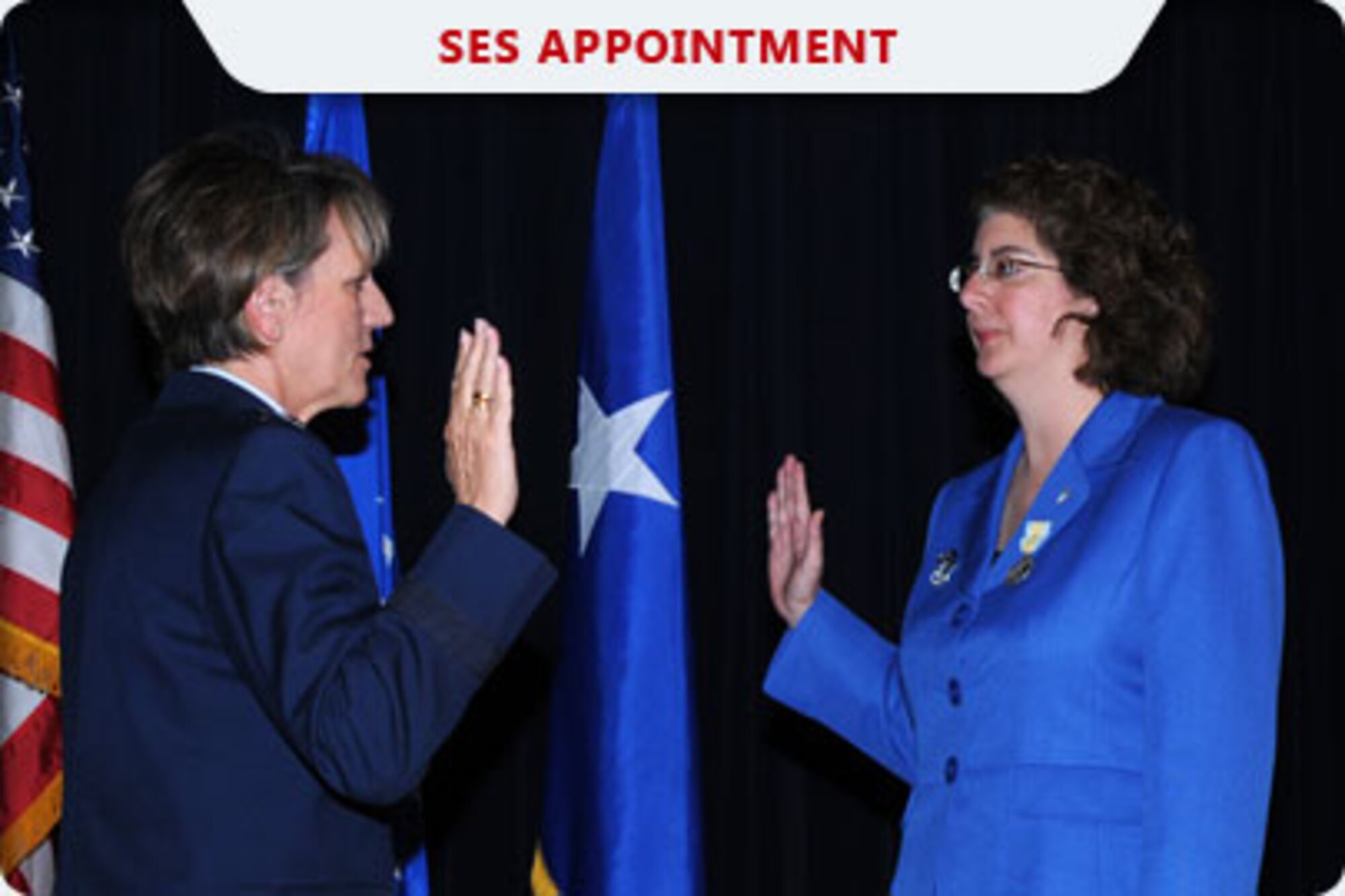 The Air Force Personnel Center celebrated the appointment of one of its directors into the Senior Executive Service during a pinning on ceremony July 22. Michelle LoweSolis, the Civilian Force Integration director, was appointed into the SES after demonstrating exceptional skill and ability to lead the transformation of the civilian work force.