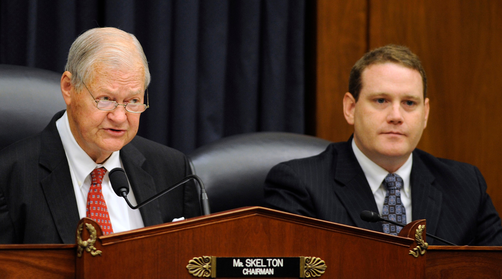 Ike Skeleton (left), the House Armed Services Committee chairman, participates in a discussion on "Managing the Department of Defense" July 22, 2010, in the Rayburn House Office Building, Washington, D.C. (U.S. Air Force photo/Scott M. Ash)