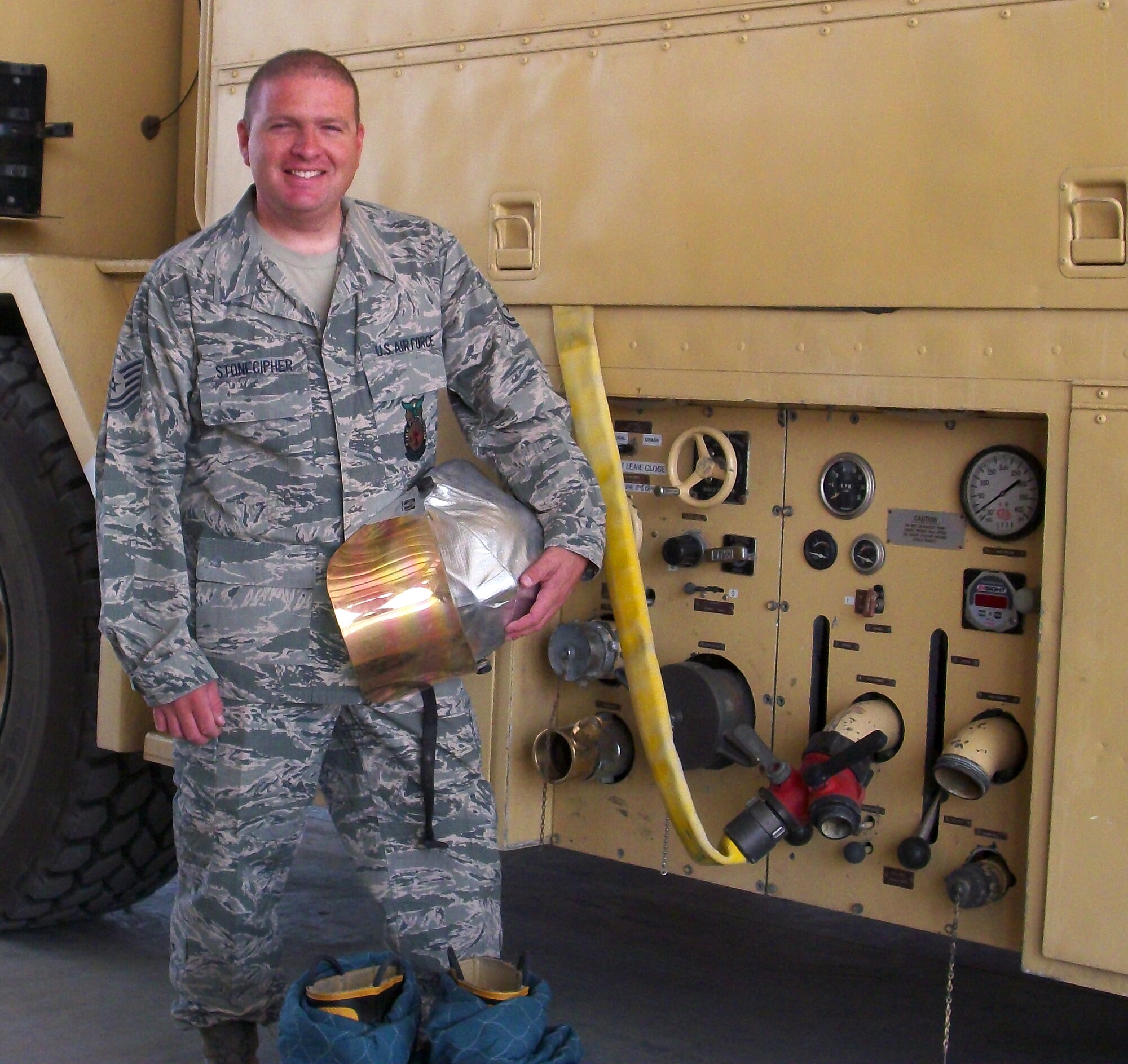 Tech. Sgt. Drew Stonecipher is deployed from the 161st  Air Refueling Wing, Arizona Air National Guard Base, Phoenix.
