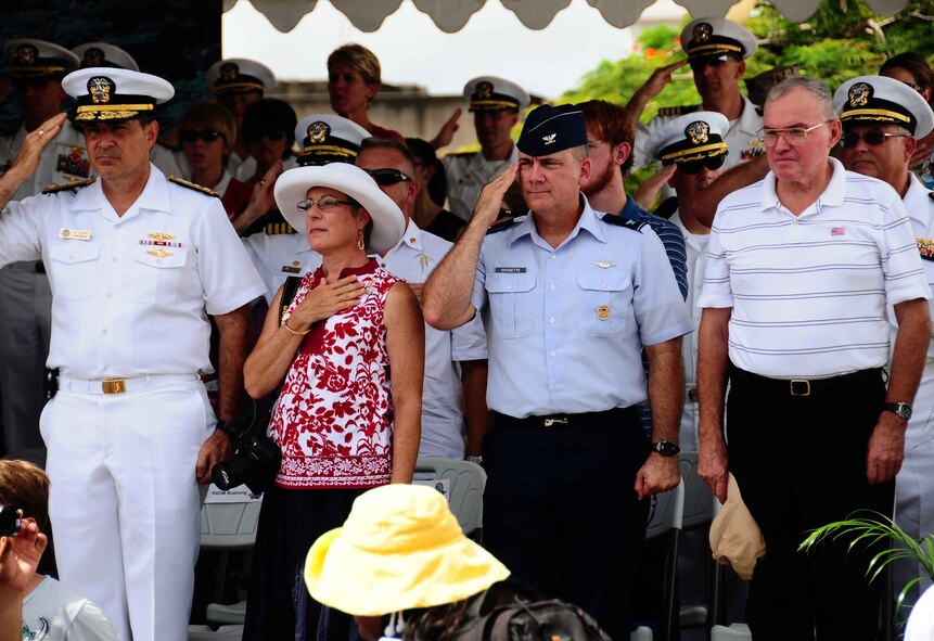 Adelup Point, Guam ? Andersen Air Force Base?s 36th Wing participates in the 66th annual Liberation Day parade along with its sister services and local residents, here on July 21, 2010.  The Liberation Day parade is a celebration of the liberation of the residents of Guam from Japanese control during World War II. (U.S. Air Force photo by Airman 1st Class Jeffrey Schultze)