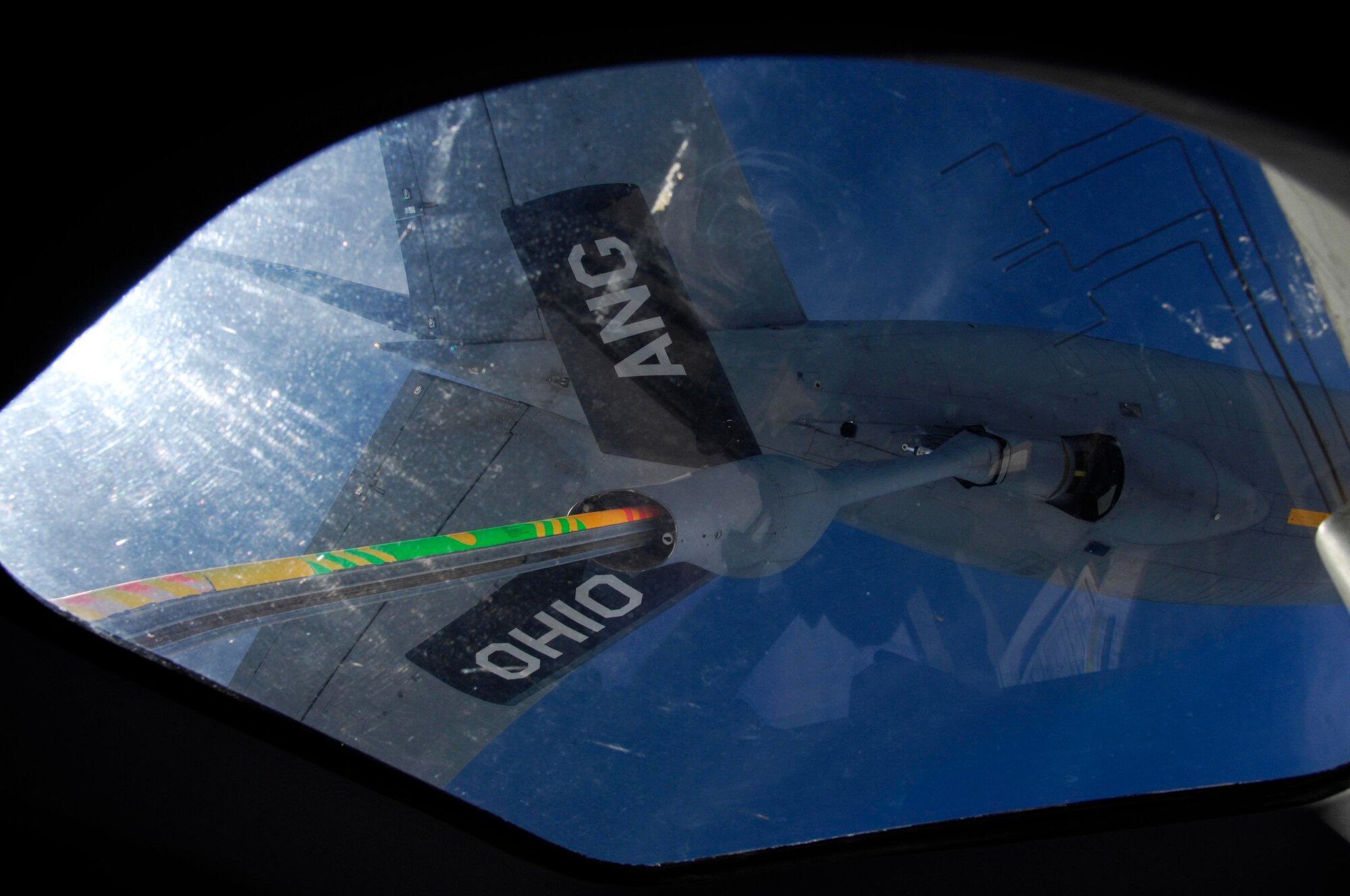 A KC-135 from the Ohio Air National Guard makes its approach to refuel a C-17 over the Pacific Ocean July 23. The sortie the C-17flew included a simulated cargo drop, in-flight refueling, and participation in a simulated fire fight as part of a Rim of the Pacific exercise. (U.S. Air Force photo by Staff Sgt. Nathan Allen)