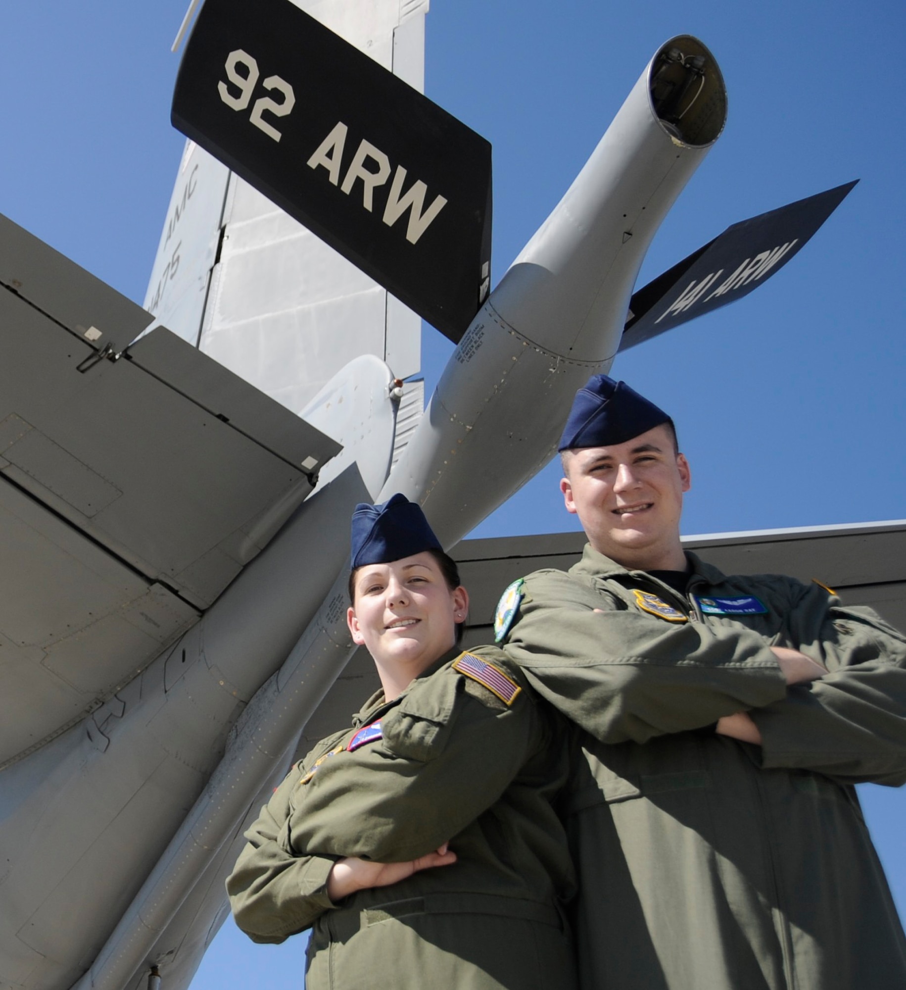 Staff Sgts. Leighann and Aaron Ray are both boom operators assigned to the 92nd Air Refueling Wing at Fairchild Air Force Base, Wash. (U.S. Air Force photo/Staff Sgt. J.G. Buzanowski)