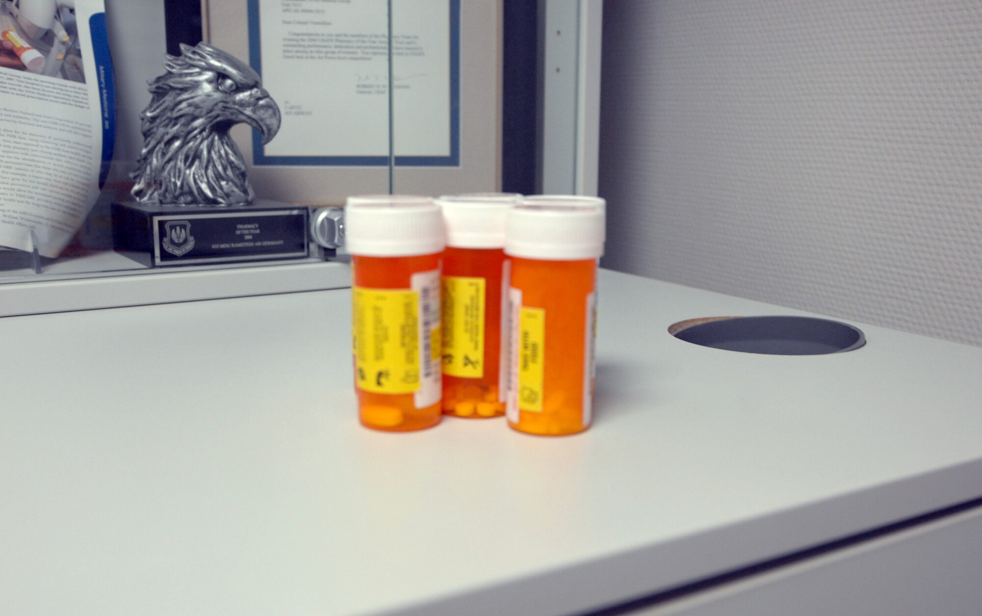 Ramstein Air Base, Germany, has seen a spike in the number of people who misuse prescription medication and test positive for a drug test, which can cause serious repercussions for a servicemembers' career. A medication drop box is located at the Ramstein Clinic pharmacy lobby where servicemembers can dispose of old or left-over medication.  (U.S. Air Force photo by Senior Airman Amanda Dick)
