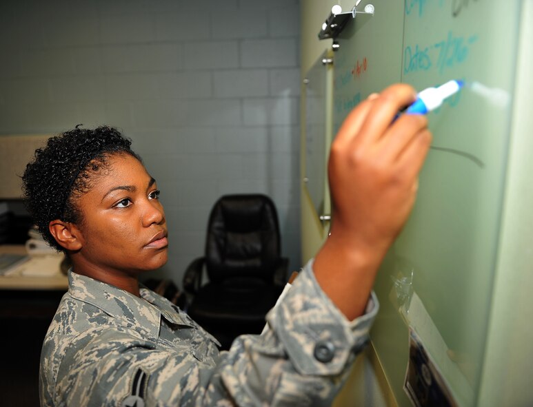 MINOT AIR FORCE BASE, N.D. -- Airman 1st Class Shannon R. Moore, 5th Communications Squadron network defense technician, is from Augusta, Ga. Airman Moore joined the Air Force in June 2009 to “do something for her country.” A career goal of hers is to make Below the Zone and has hopes of making Staff Sergeant her first try. When not protecting the base from vulnerabilities, she enjoys spending time with her husband and pets. (U.S. Air Force photo by Senior Airman Michael J. Veloz)