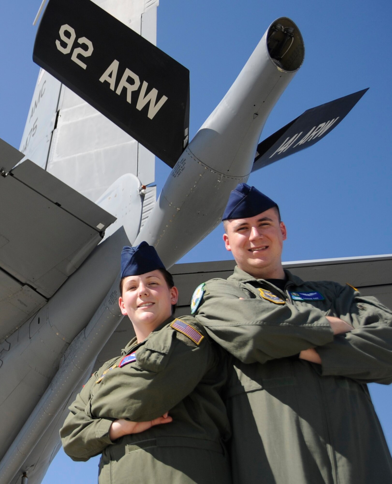 FAIRCHILD AIR FORCE BASE, Wash. -- Staff Sgts. Leighann and Aaron Ray are both boom operators with the 92nd Air Refueling Wing. (U.S. Air Force photo by Staff Sgt. J.G. Buzanowski)