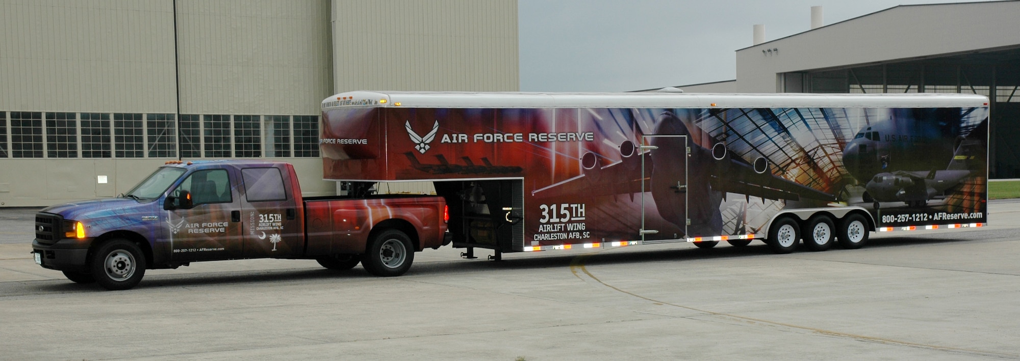 The Mini C-17 truck transports the mini to events across the country spreading joy to everyone who has the opportunity to tour the miniature aircraft replica. (U.S. Air Force photo)