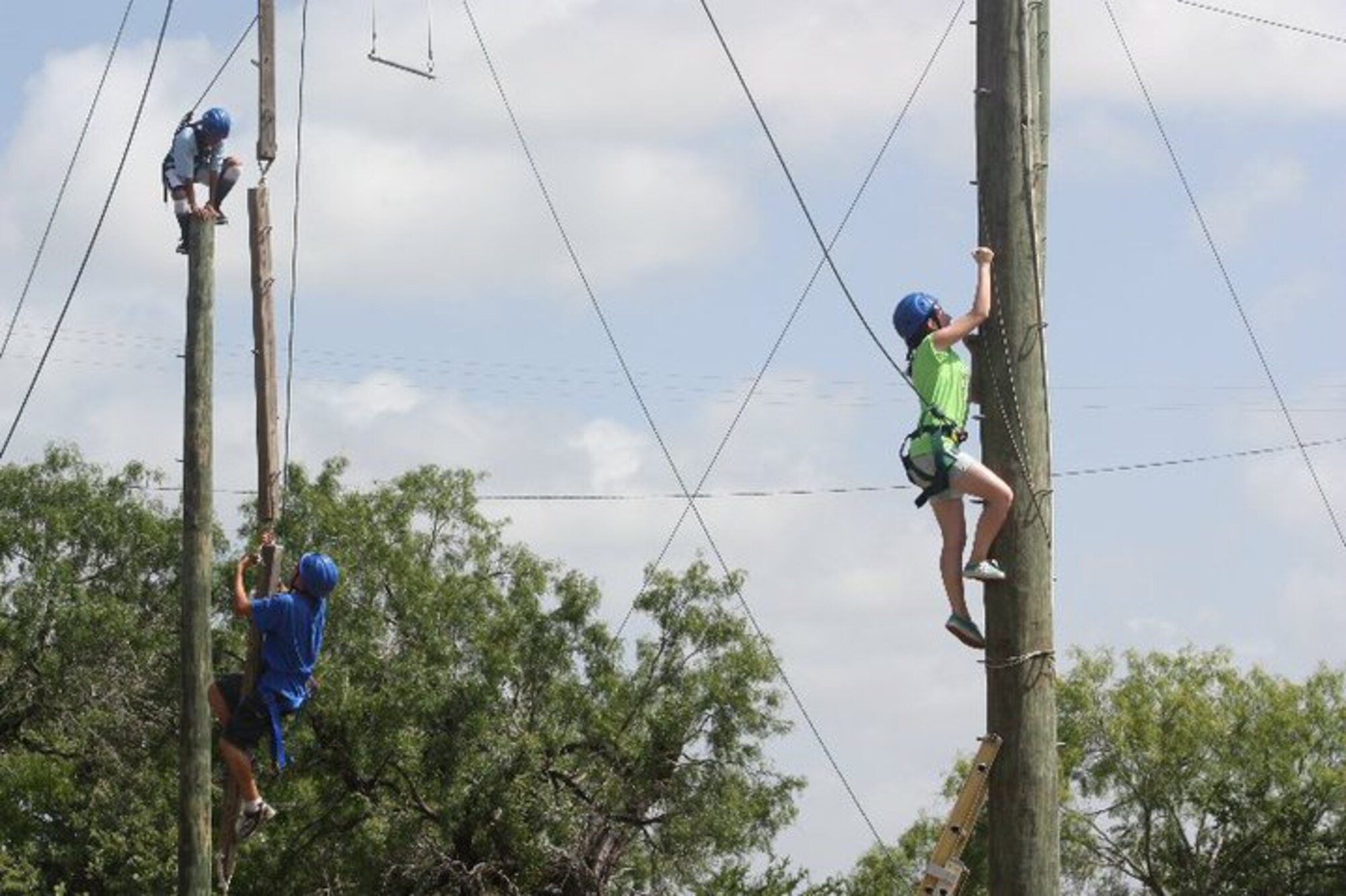 About 66 high school students from Air Force bases across the country came to San Antonio, Texas to participate in the Teen Leadership Camp.  The students participated in team building exercises and obstacle courses.  (Air Force photo by Paul Labella)