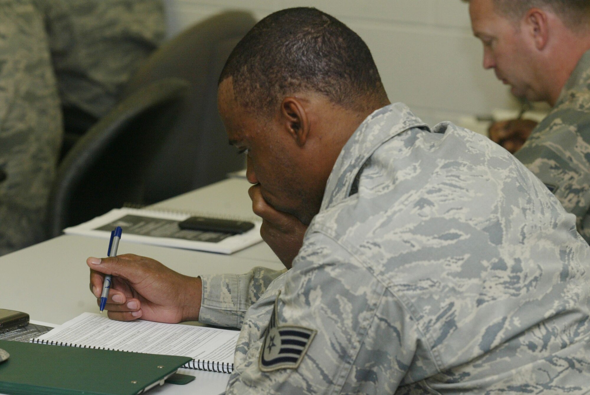 Students begin an extensive series of academic studies to hone their leadership skills while attending the two week Noncommissioned Officer Leadership and Development Course here July 27. The course runs from July 26 to graduation on Aug 6. (U.S. Air Force Photo/Don Peek)
