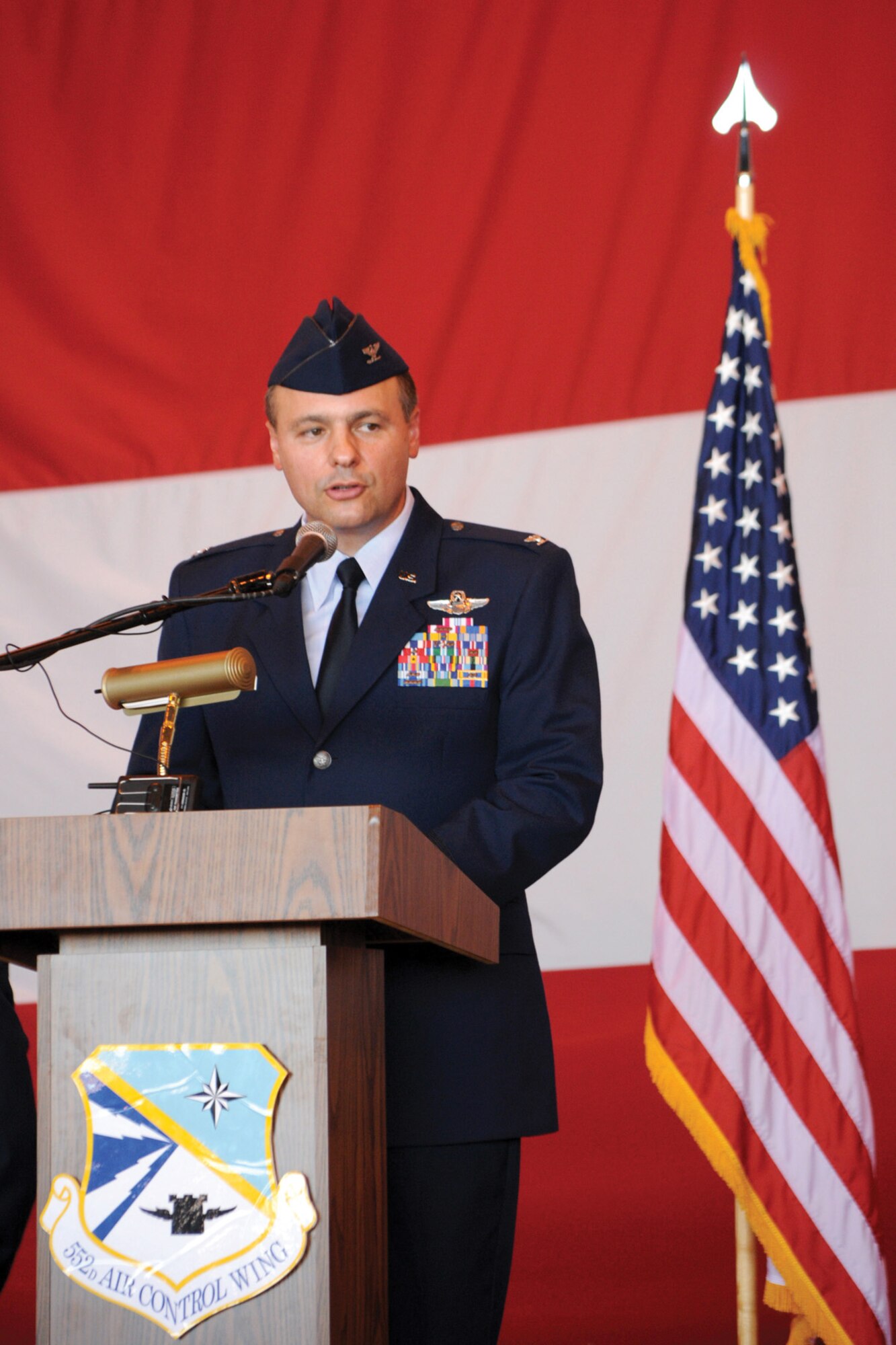 Col. Gregory Roberts took command of the 552nd Operations Group July 22. Colonel Roberts is an Oklahoma native from Edmond and an OSU grad. (Air Force photo by Kelly White)