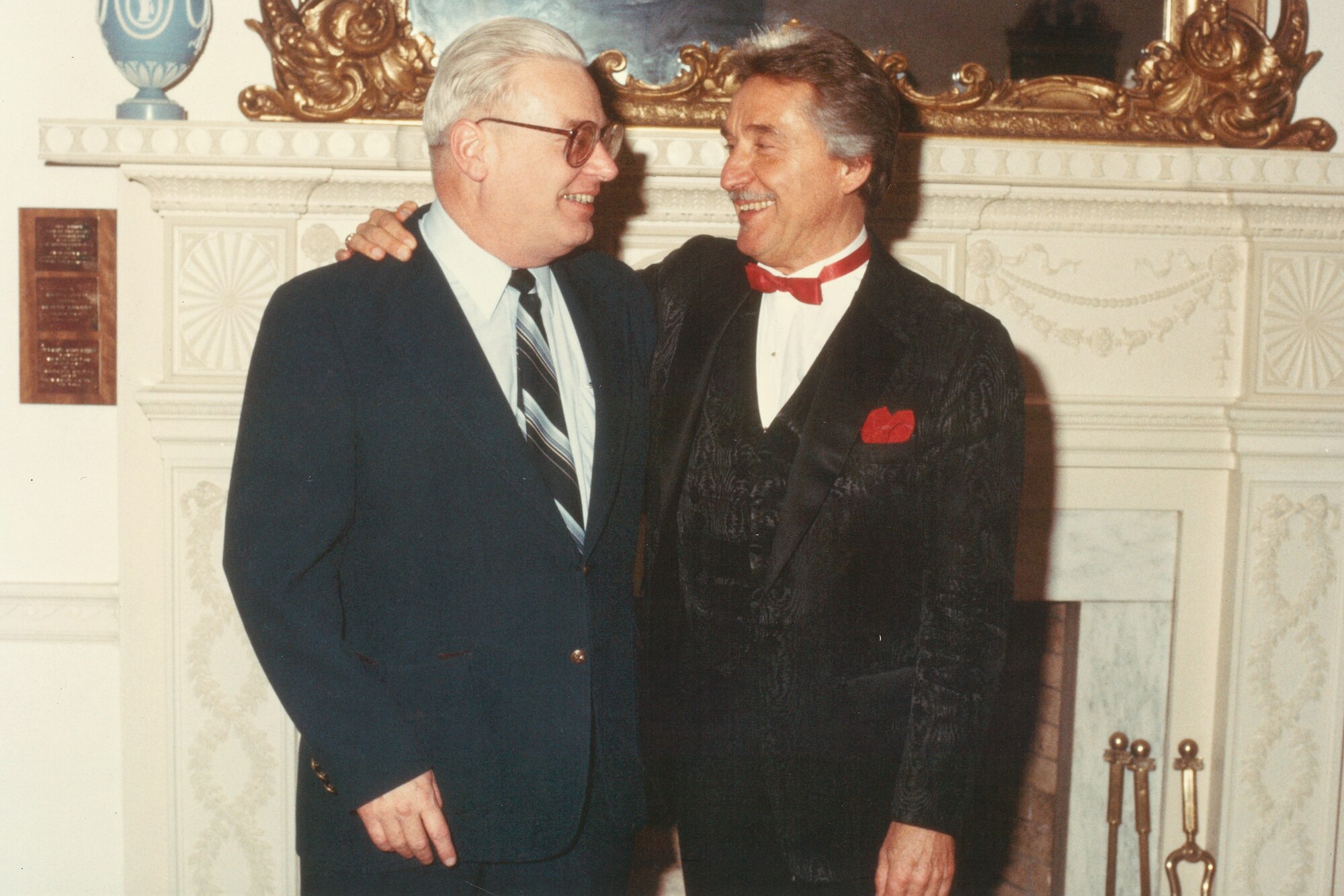 Chief Master Sgt. Floyd Werle enjoying a moment with famous pop and jazz trumpeter Carl Hilding "Doc" Severinsen.