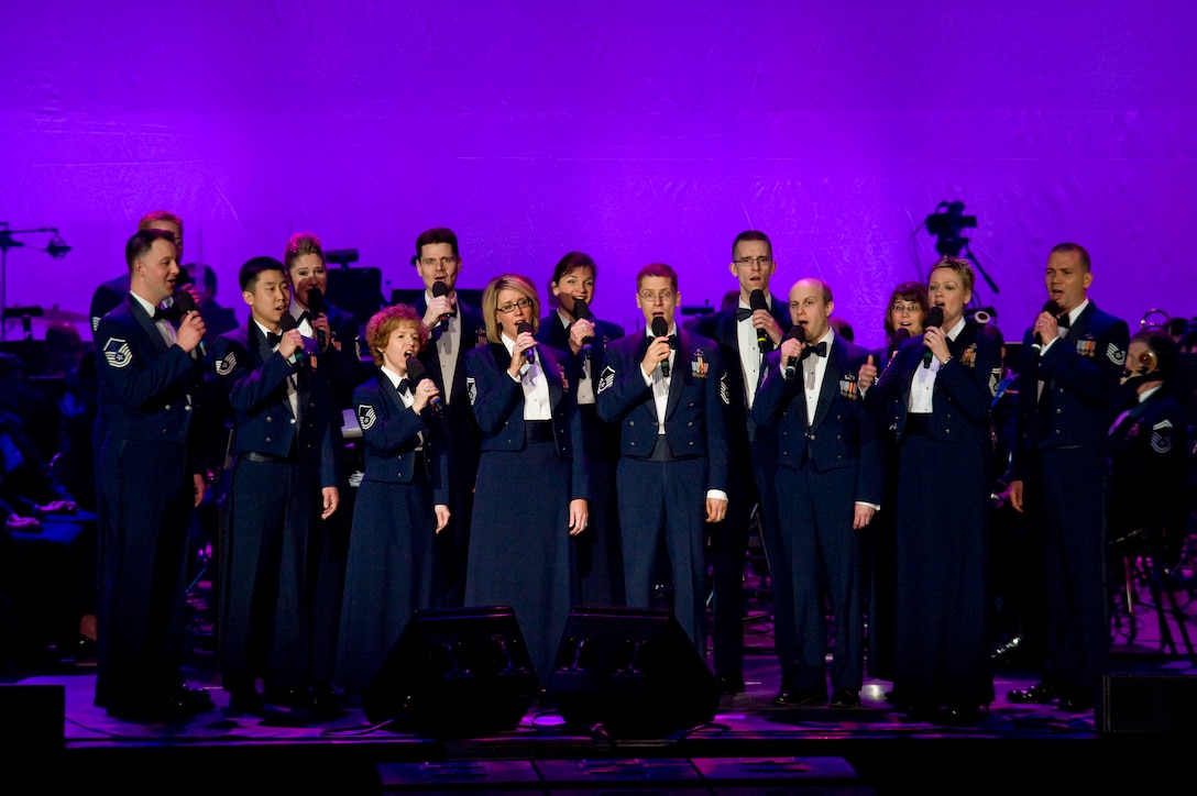 The Singing Sergeants perform "Freedom Song," arranged by Tech. Sgt. Ben Park, during the Broadcast Taping of "America's Veterans - A Musical Tribute."  The taping took place at the Strathmore Music Center in Bethesda, Md. on June 17, 2009.
