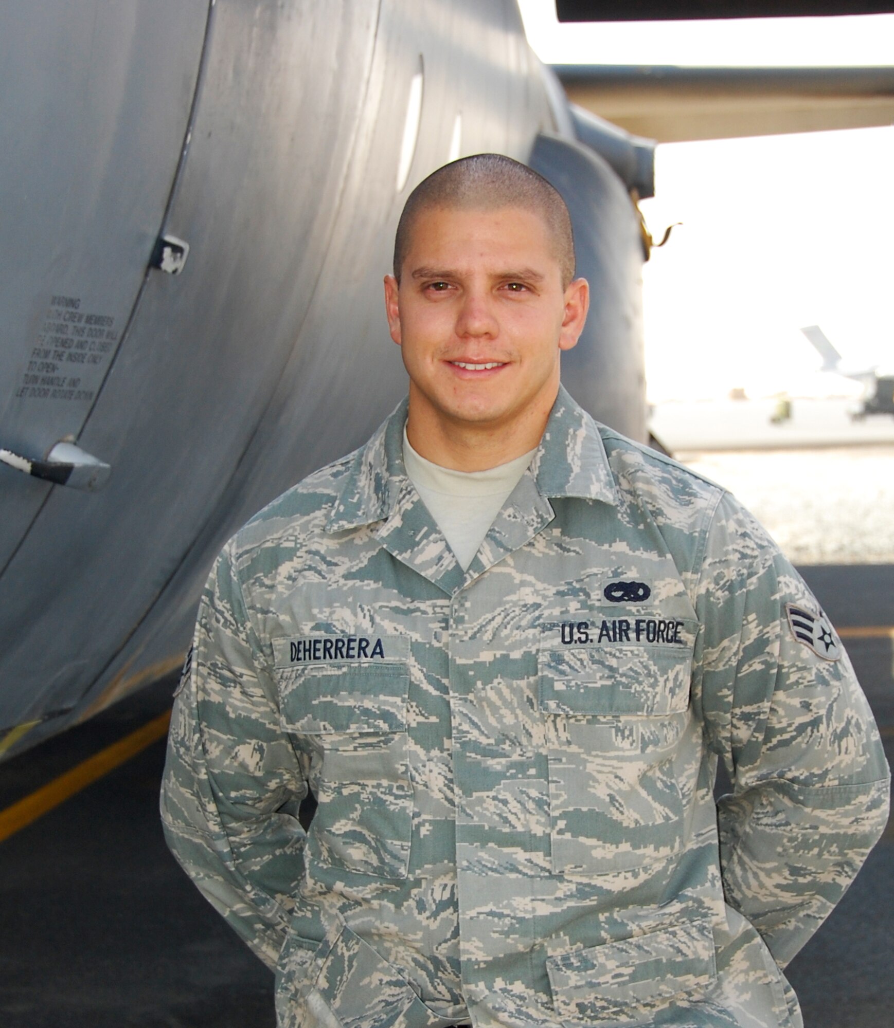 Senior Airman Daniel DeHerrera is deployed from the 317th Aircraft Maintenance Squadron, Dyess Air Force Base, Texas.