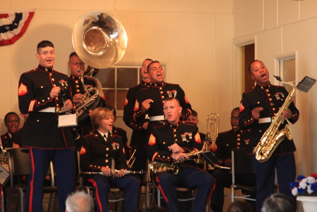 A lively Combat Center Band performs for the Reedsport/Winchester Bay residents during a concert at the Winchester Community Center June 1.