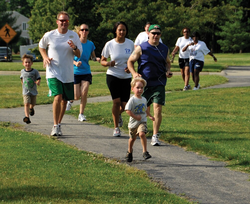 The first group of runners and walkers of the newly formed Andrews Youth Center Run Club started their out on their fitness journey near the Virginia Ave track Wednesday. The club is open to Team Andrews military and civilians, adults and children.  The participants range from walker to avid runner. The club meets every Wednesday at 5 p.m., and Saturday mornings at 8 a.m. For more information call (301) 981- 5794. (U.S. Air Force photo/ Staff Sgt. Keyonna Fennell)